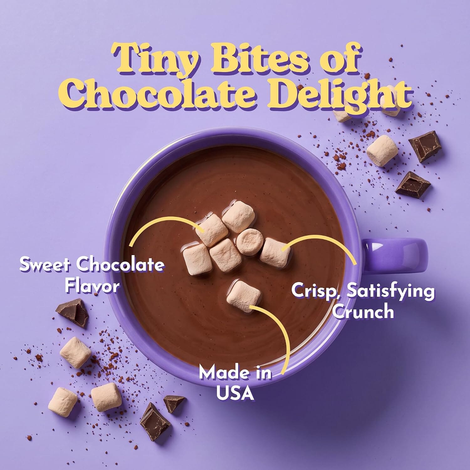 Snackathon Chocolate Mini Dehydrated Marshmallows – 8 oz Resealable Bag (Crunchy Topping for Hot Chocolate, Baking & Desserts) Snackathon 