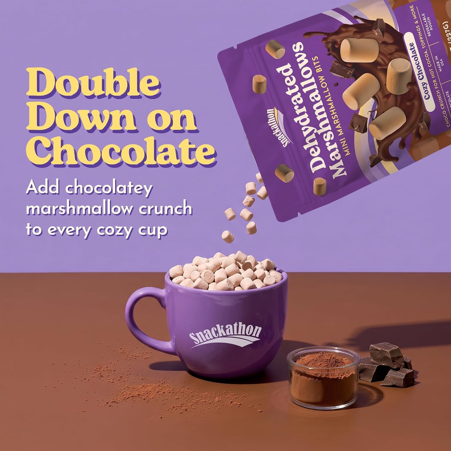 Snackathon Chocolate Mini Dehydrated Marshmallows, 8 oz Resealable Bag Snackathon 