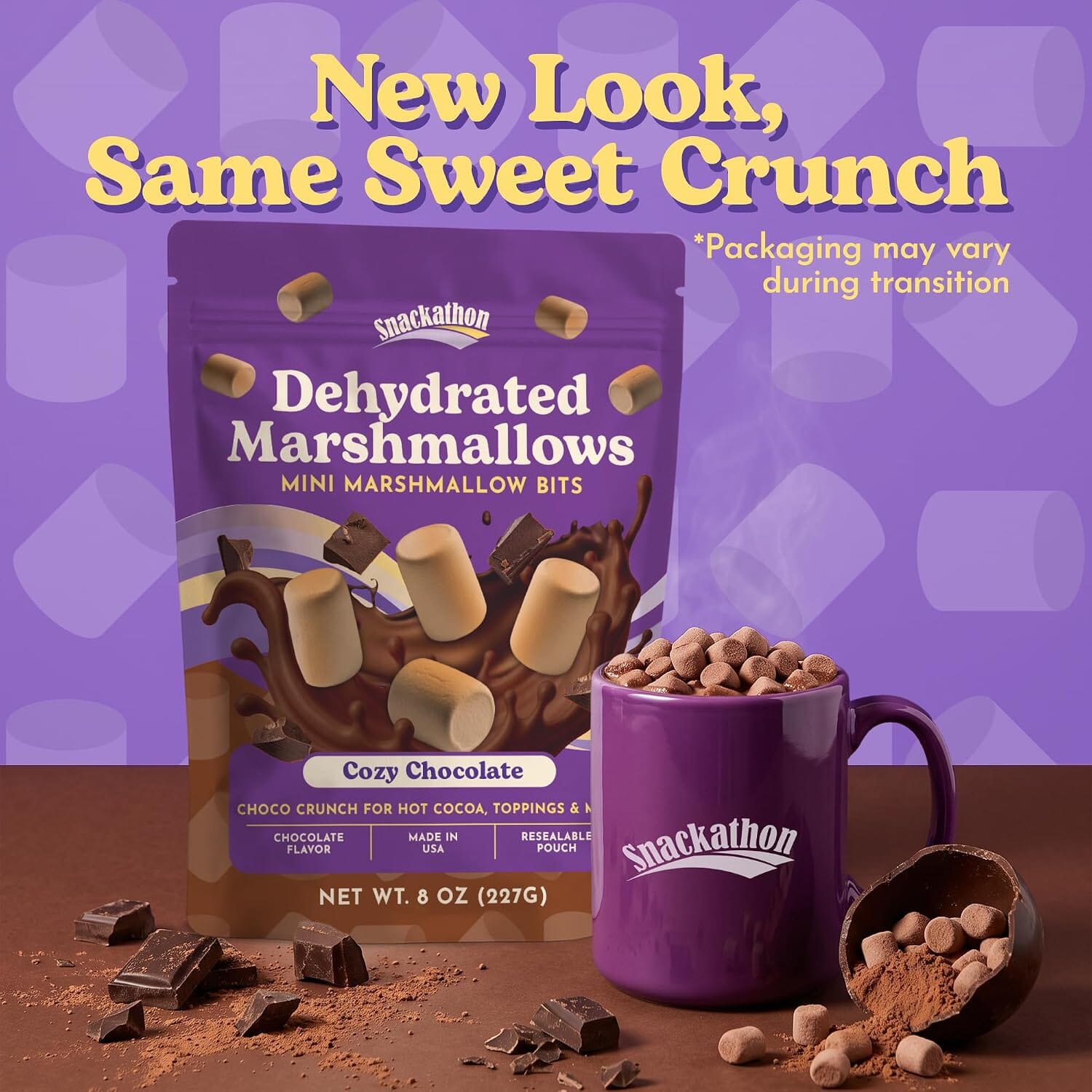Snackathon Chocolate Mini Dehydrated Marshmallows, 8 oz Resealable Bag Snackathon 
