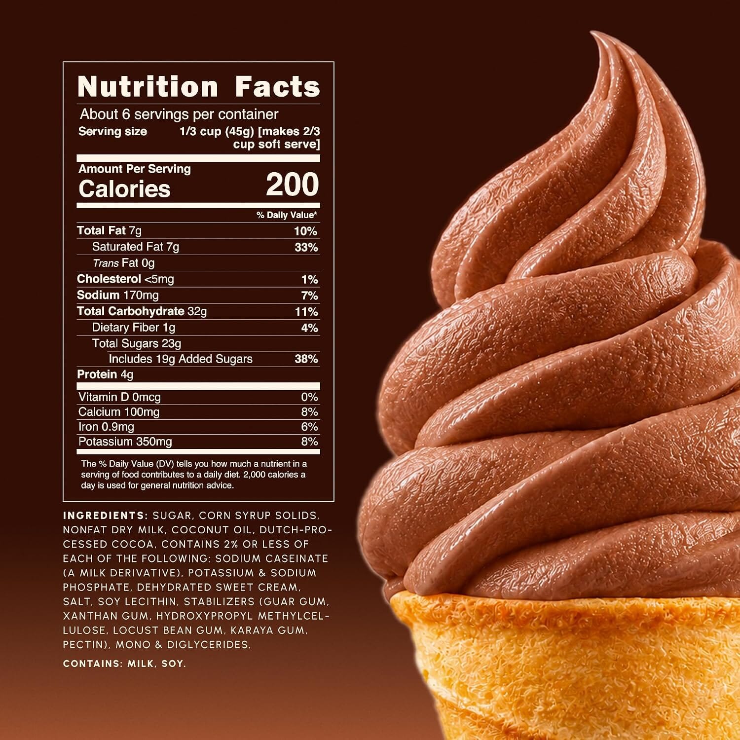 Snackathon Chocolate Soft Serve Ice Cream Mix, Makes 1 Quart, Rich & Creamy Dairy Powder Mix for Ice Cream Makers, Soft Serve Machine, Just Add Water for Homemade Ice Cream, Gluten Free, Made in USA Snackathon 