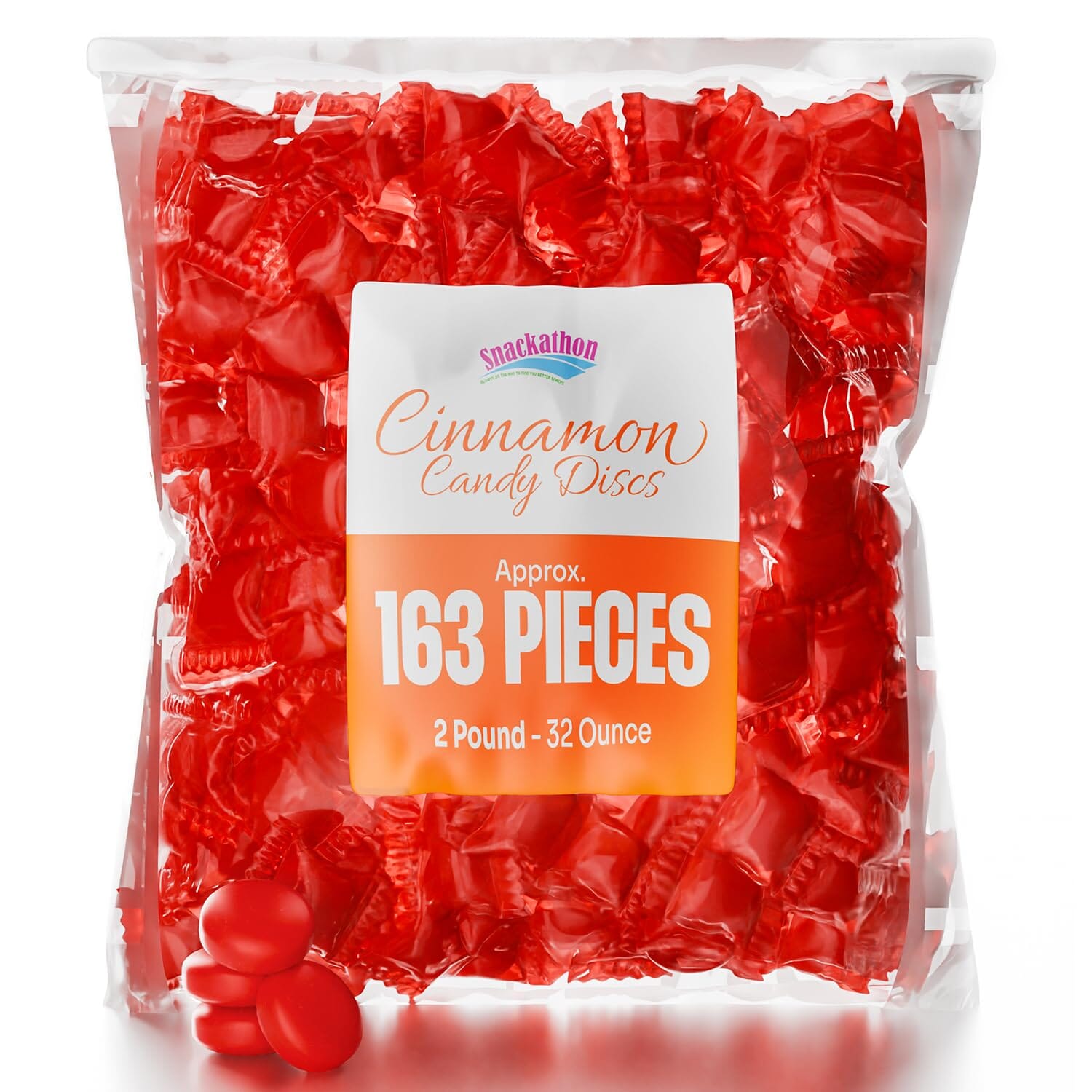Snackathon Cinnamon Starlight Candy – Individually Wrapped Discs (1LB, 2LB, 4LB) Snackathon 2 Pound 