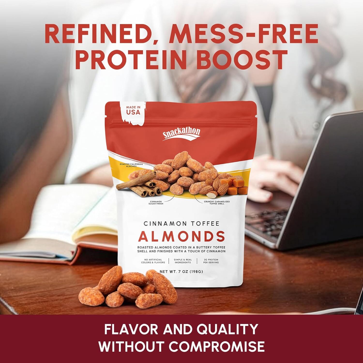 Snackathon Cinnamon Toffee Almonds, Resealable Bag Snackathon 