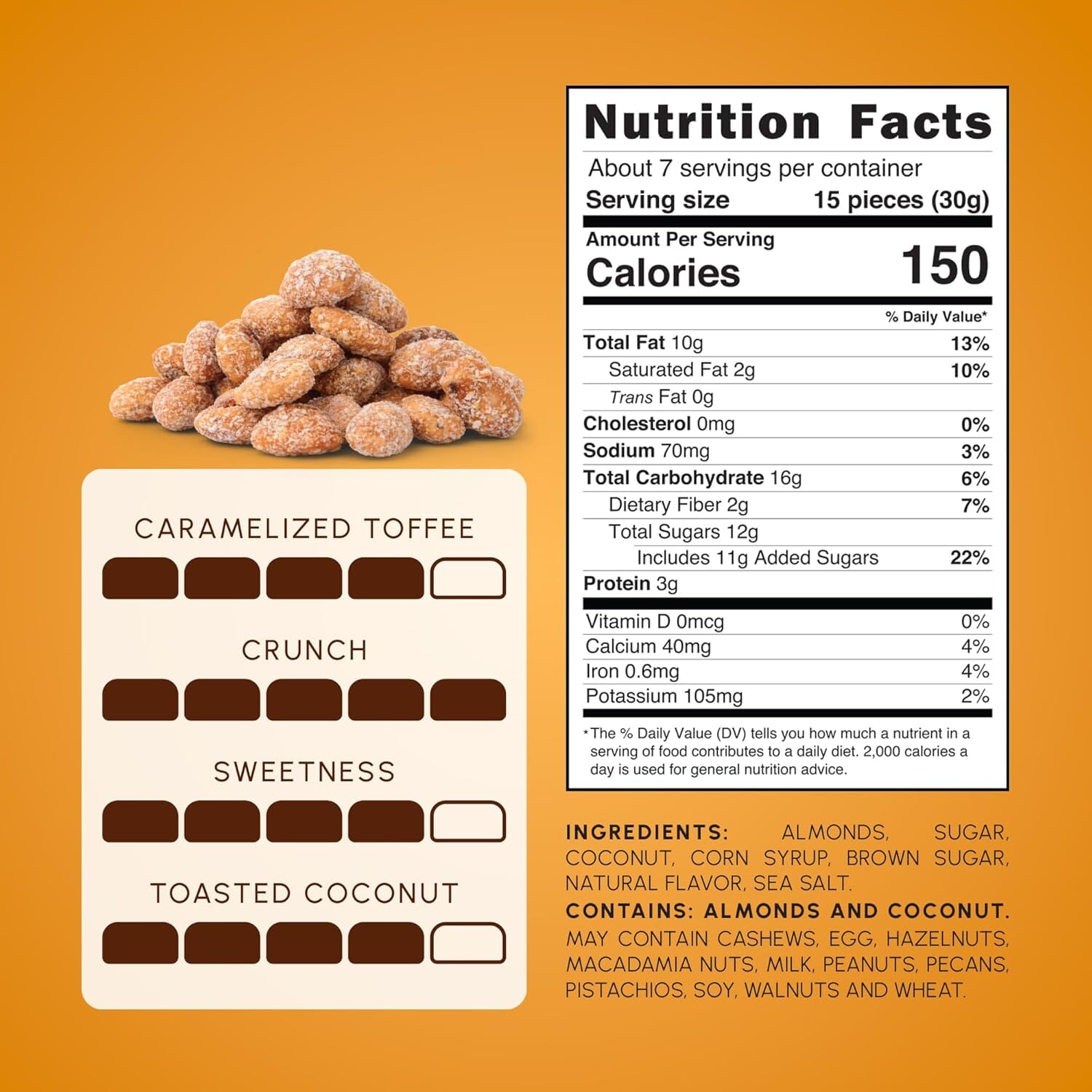 Snackathon Coconut Macaroon Toffee Almonds, Resealable Bag Snackathon 