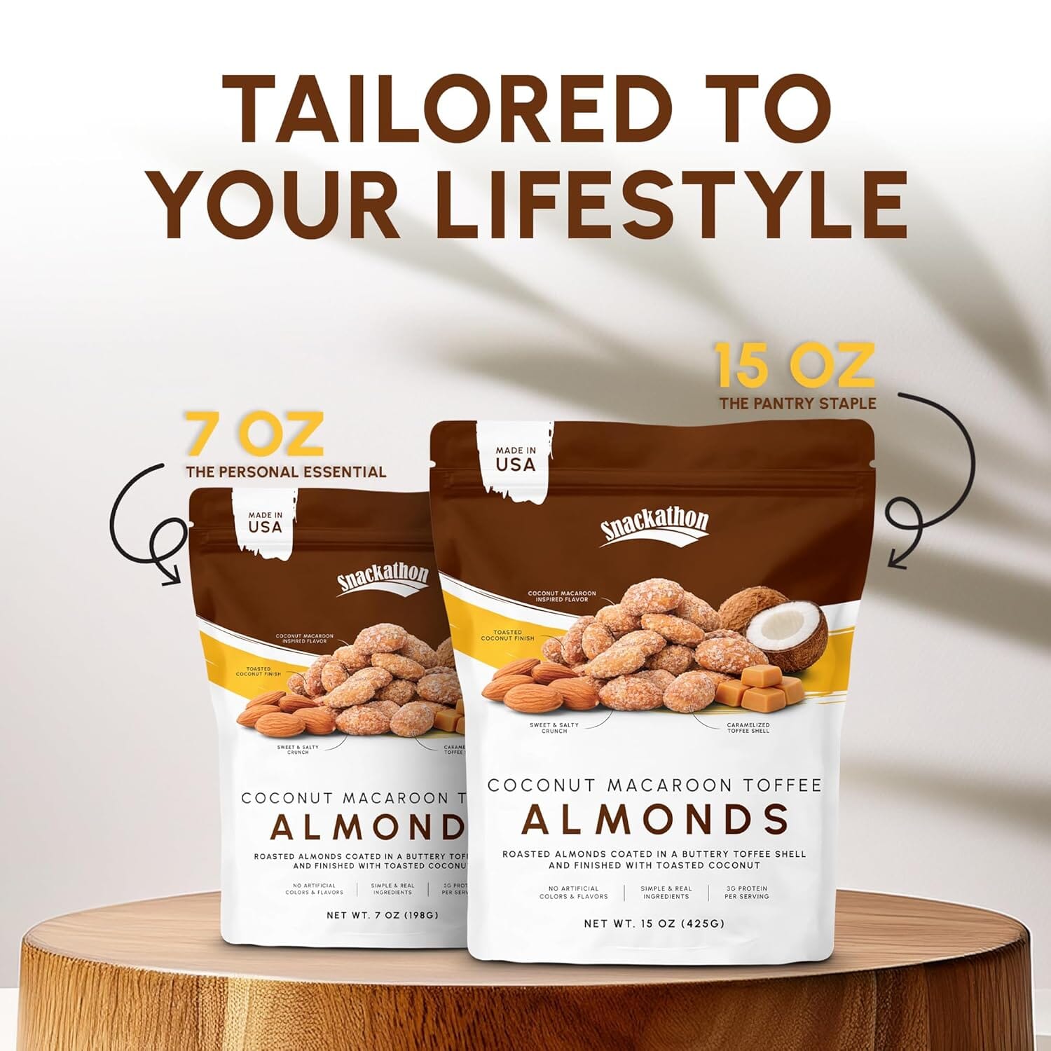 Snackathon Coconut Macaroon Toffee Almonds, Resealable Bag Snackathon 