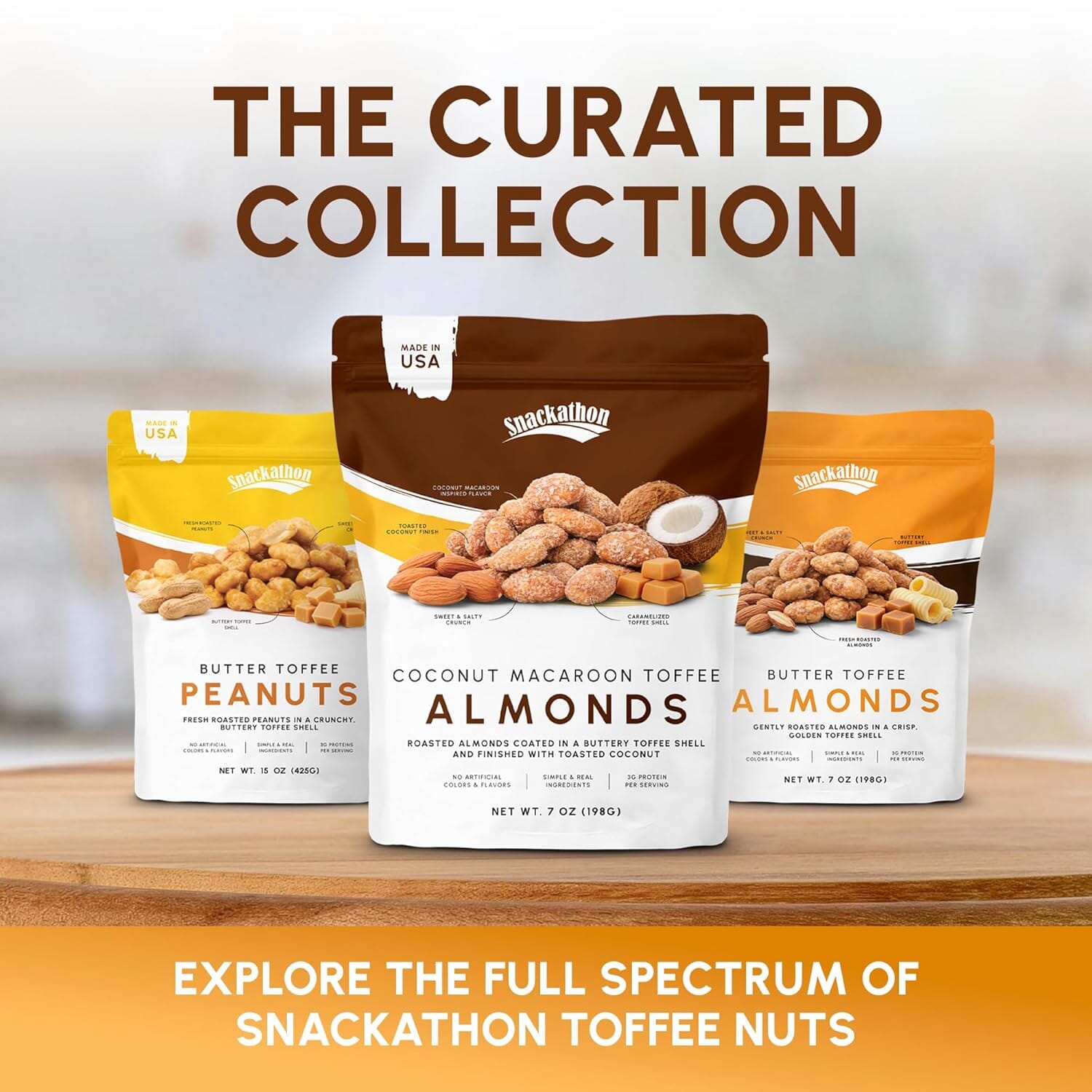 Snackathon Coconut Macaroon Toffee Almonds, Resealable Bag Snackathon 