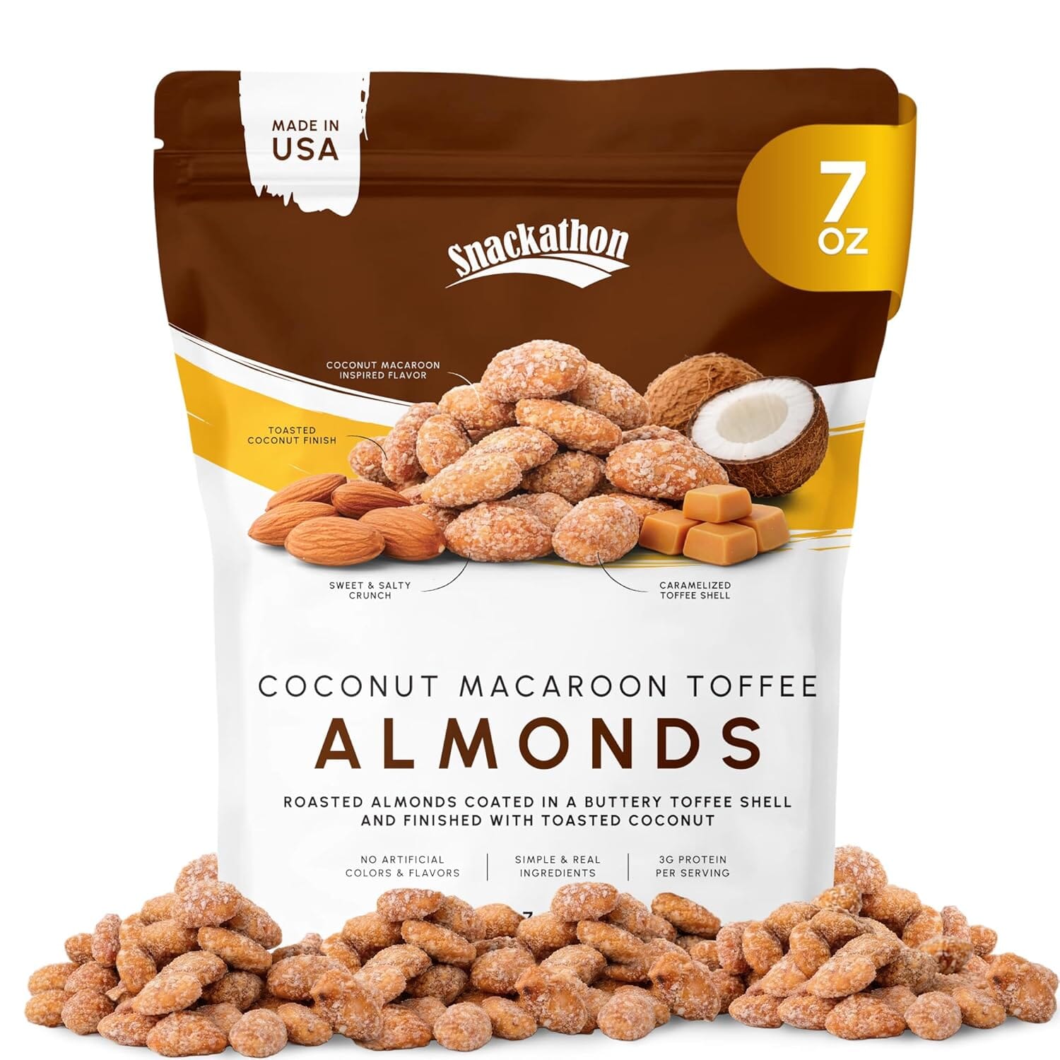Snackathon Coconut Macaroon Toffee Almonds Snackathon 7 Ounce 