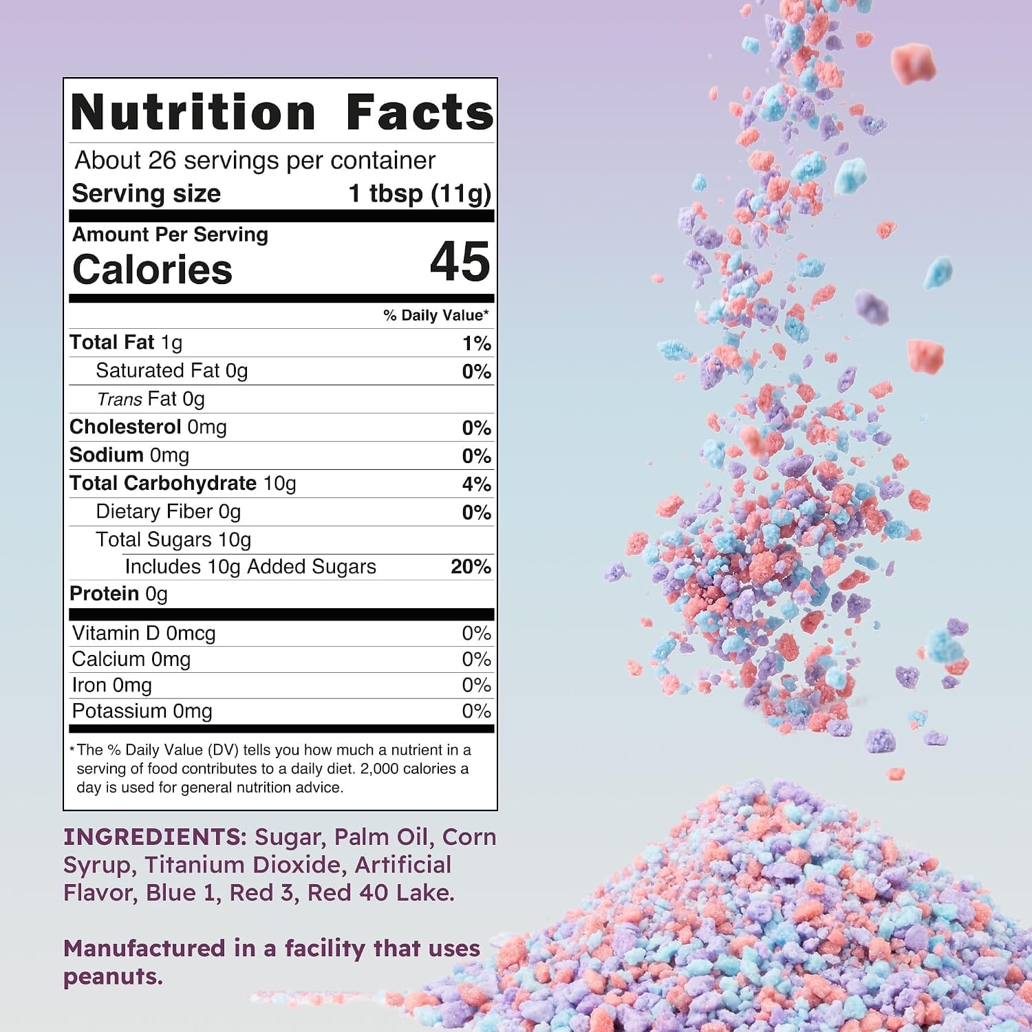 Snackathon Cotton Candy Crunch, 5 oz, Ice Cream Dessert Topping Sprinkles, Crunchy Cotton Candy Flavored Sprinkles, Colorful Crumble Bits for Ice Cream, Frozen Yogurt, Desserts & Cupcakes, Made in USA Snackathon 