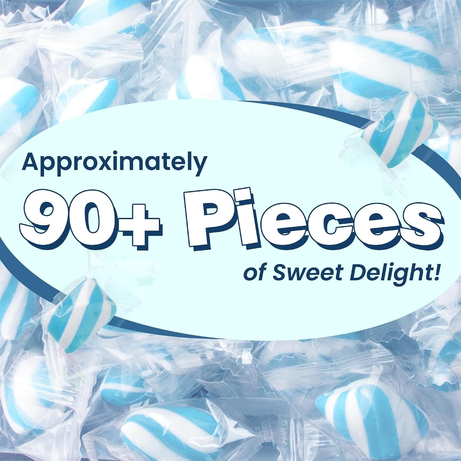 Snackathon Cylinder-Shaped Twists Hard Candy, Bulk Individually Wrapped, Blue & White Peppermint Twists, 1 Pound Snackathon 