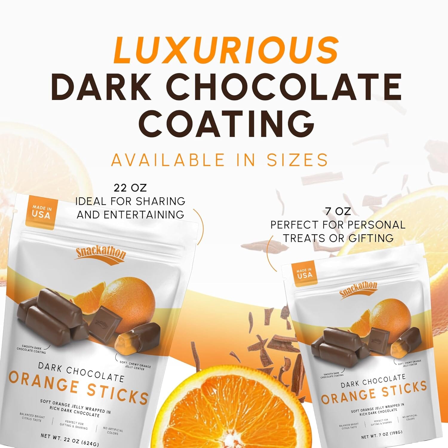 Snackathon Dark Chocolate Orange Sticks, 7 OZ Resealable Bag Snackathon Foods 