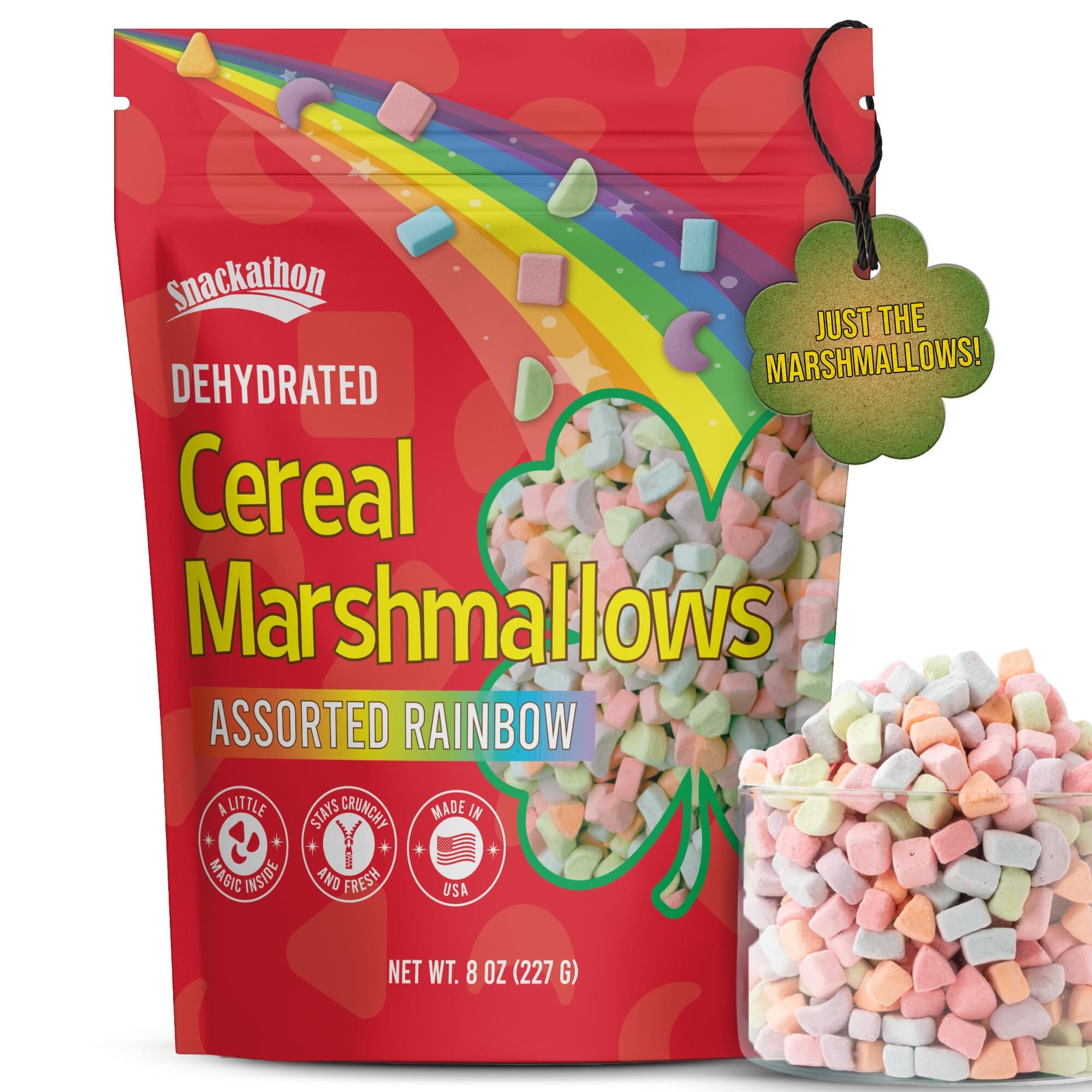 Snackathon Dehydrated Cereal Marshmallows - Assorted Rainbow Mini Bits, Various Sizes Snackathon 8 Ounce 