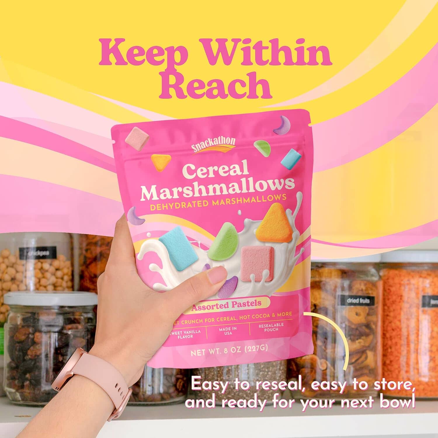 Snackathon Dehydrated Cereal Marshmallows, Assorted Rainbow Mini Bitss Snackathon 