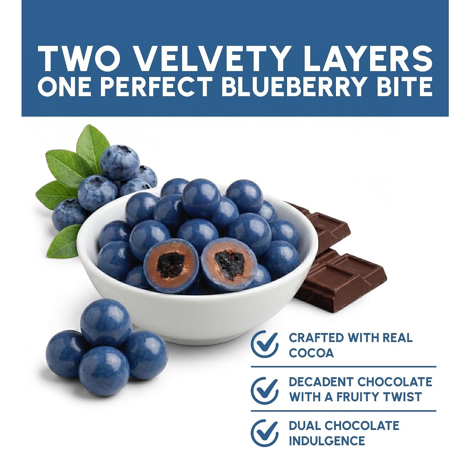 Snackathon Double Chocolate Covered Blueberries, 6 OZ or 18 OZ, Dried Blueberries Coated in Milk & White Chocolate, Creamy & Fruity Gourmet Chocolate Candy for Snacking & Gifting (Copy) Snackathon 