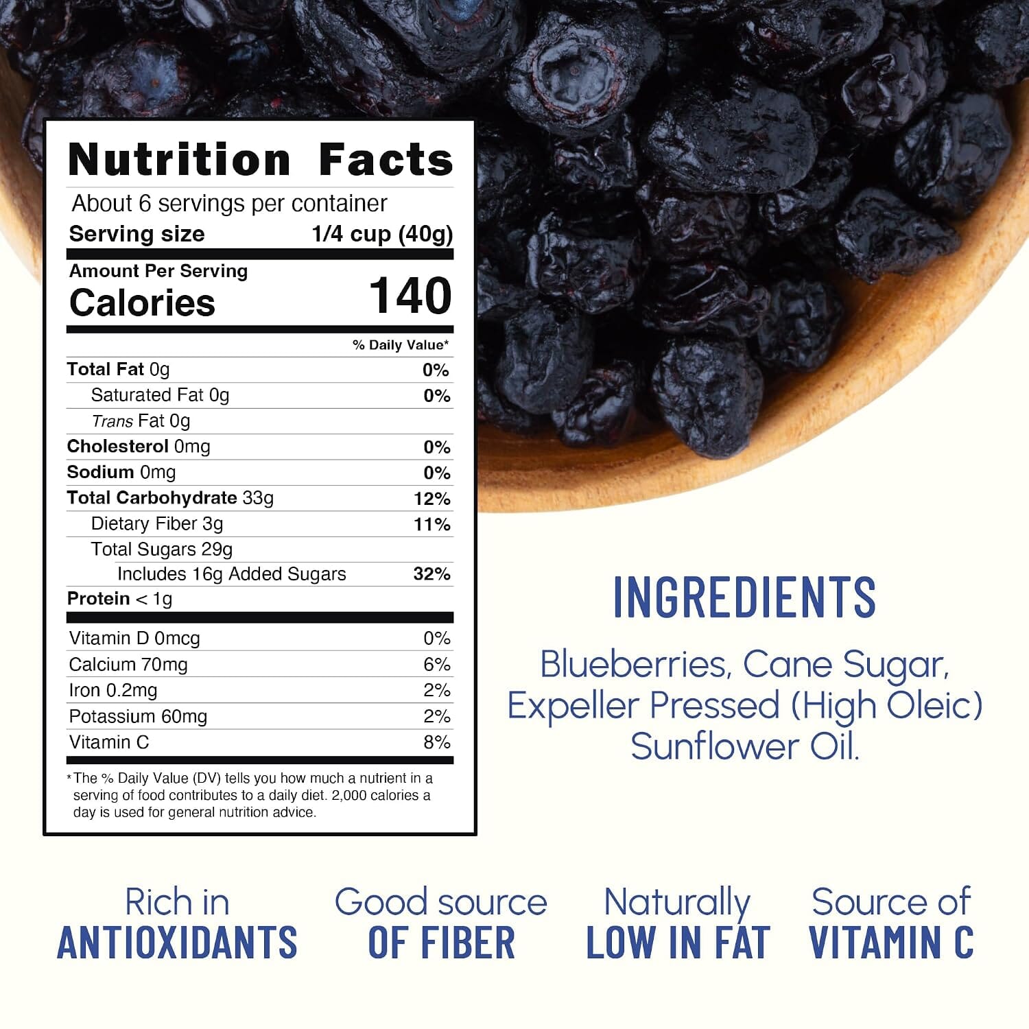 Snackathon Dried Blueberries, Lightly Sweetened, Soft & Plump Whole Berries, US-Grown, Gluten-Free, Non-GMO, No Sulfites, Dried Fruit for Snacking, Baking & Toppings Snackathon 