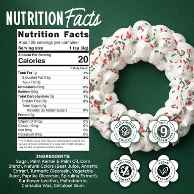 Snackathon Dye Free Christmas Sprinkles, Natural Red, Green & White Holiday Jimmies Snackathon 