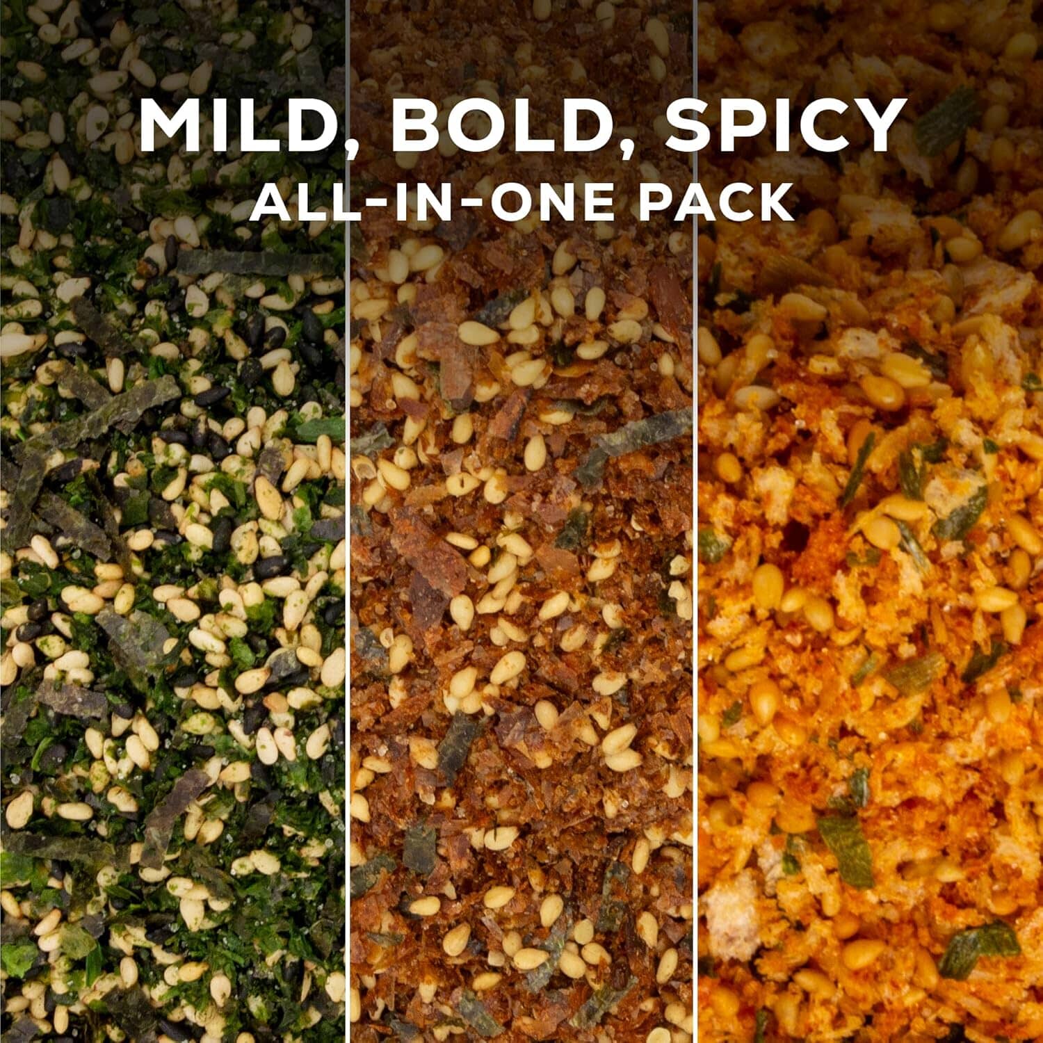 Snackathon Furikake Rice Seasoning, 3-Flavor Bundle (Nori Komi, Katsuo Fumi, Kimchi Flavored) Snackathon 