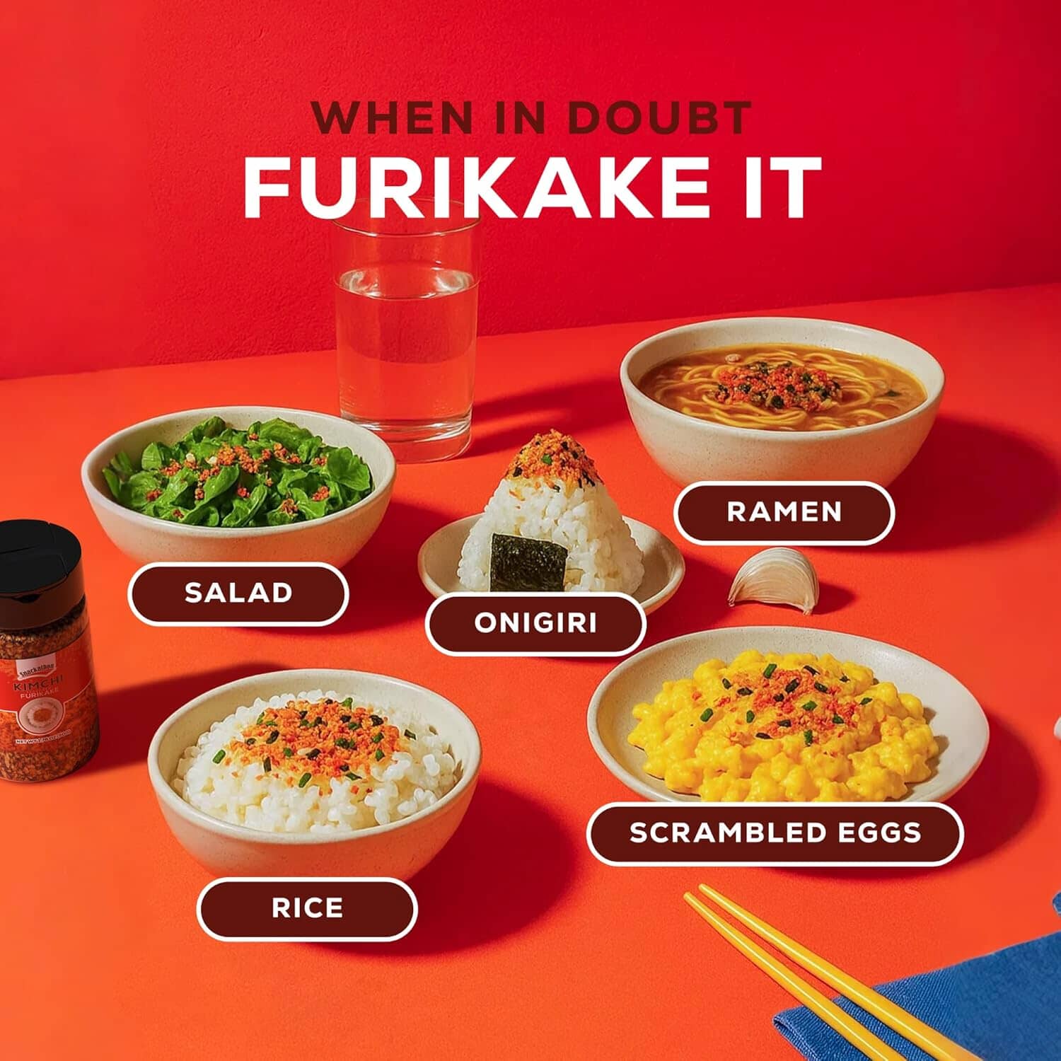 Snackathon Furikake Rice Seasoning, Kimchi Flavored, Japanese Spices Topper for Rice Ball 1.76 oz Jar (Pack of 1) Snackathon 