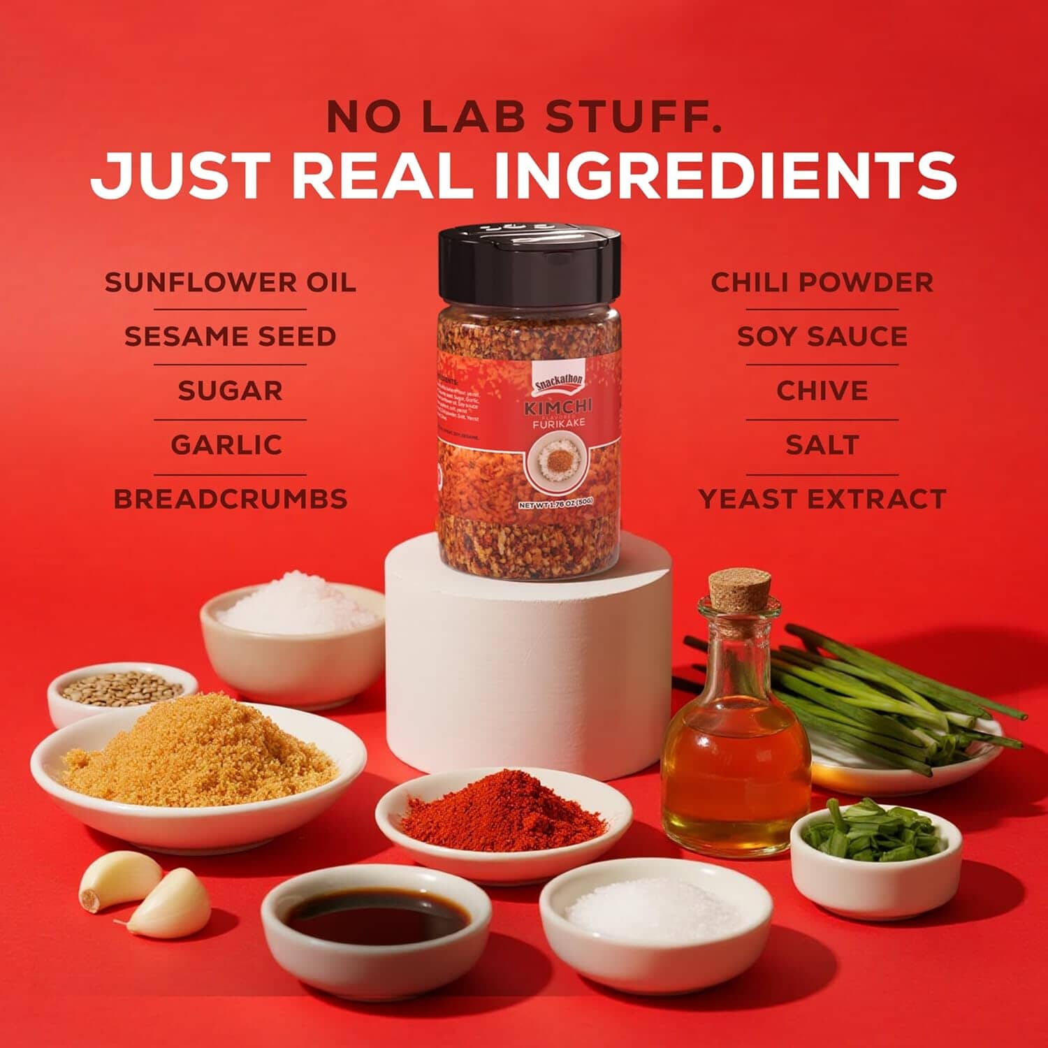 Snackathon Furikake Rice Seasoning, Kimchi Flavored, Japanese Spices Topper for Rice Ball 1.76 oz Jar (Pack of 1) Snackathon 