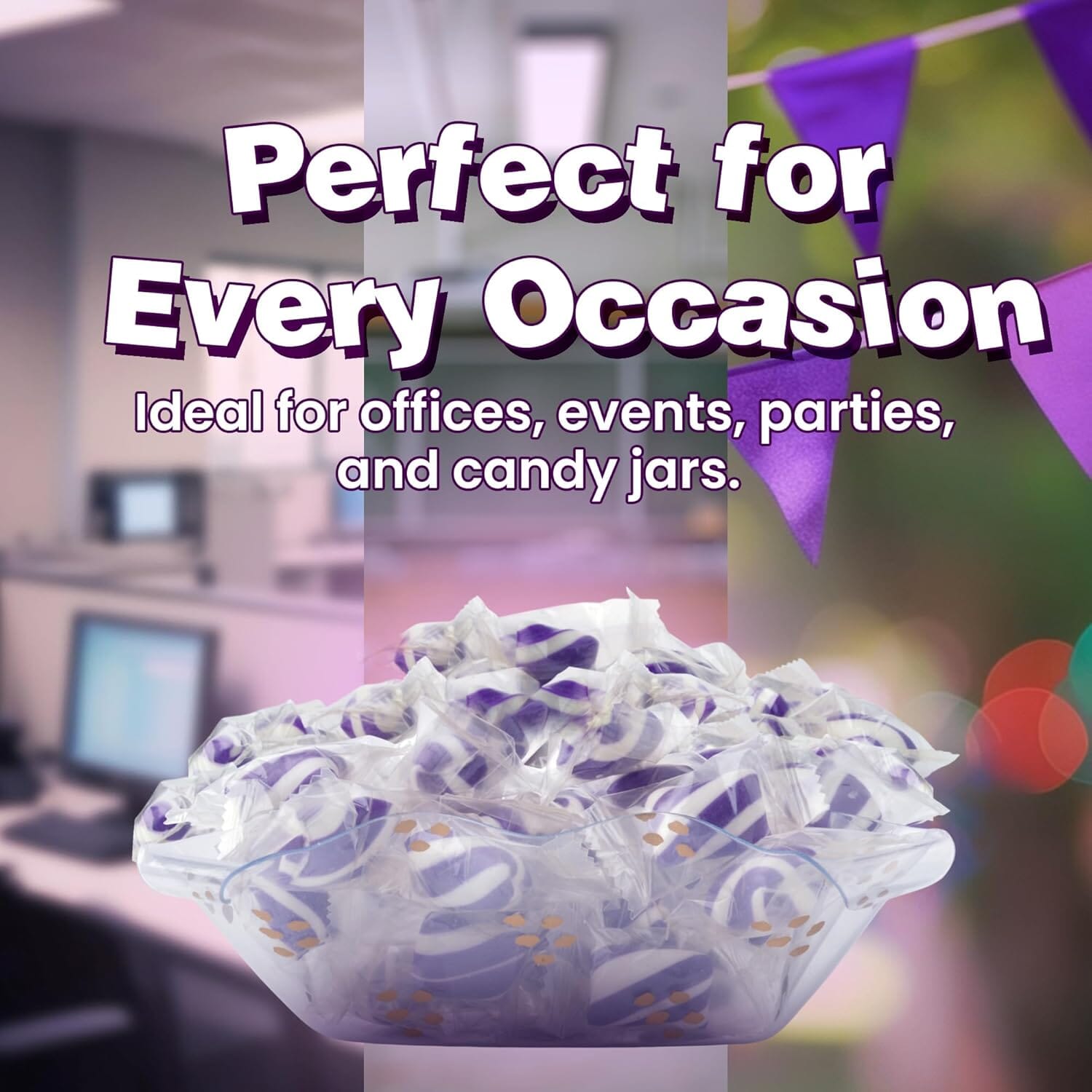 Snackathon Grape Mint Twist Hard Candy – Purple & White Swirl Candies, 1 lb Bulk Bag Snackathon Foods 