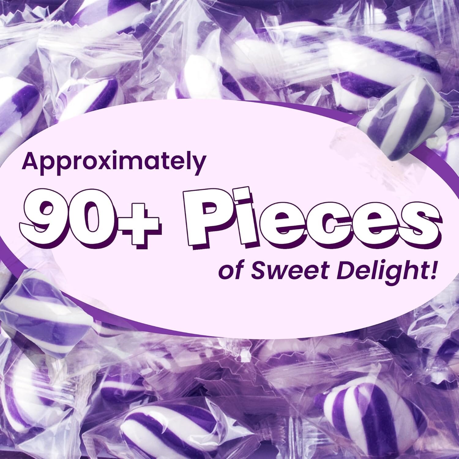 Snackathon Grape Mint Twist Hard Candy – Purple & White Swirl Candies, 1 lb Bulk Bag Snackathon Foods 