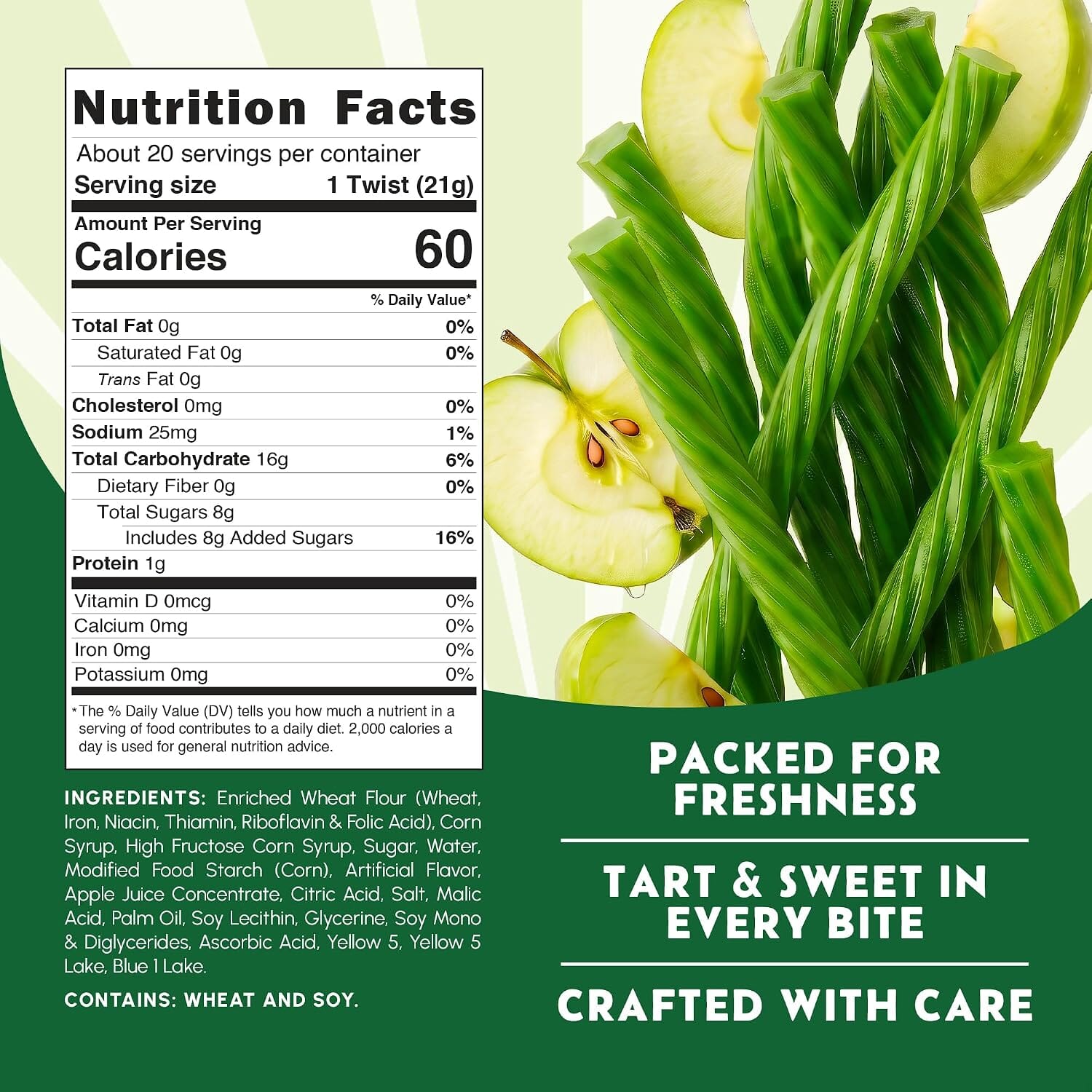 Snackathon Green Apple Licorice Twists, Jumbo Chewy Licorice Sticks Snackathon 