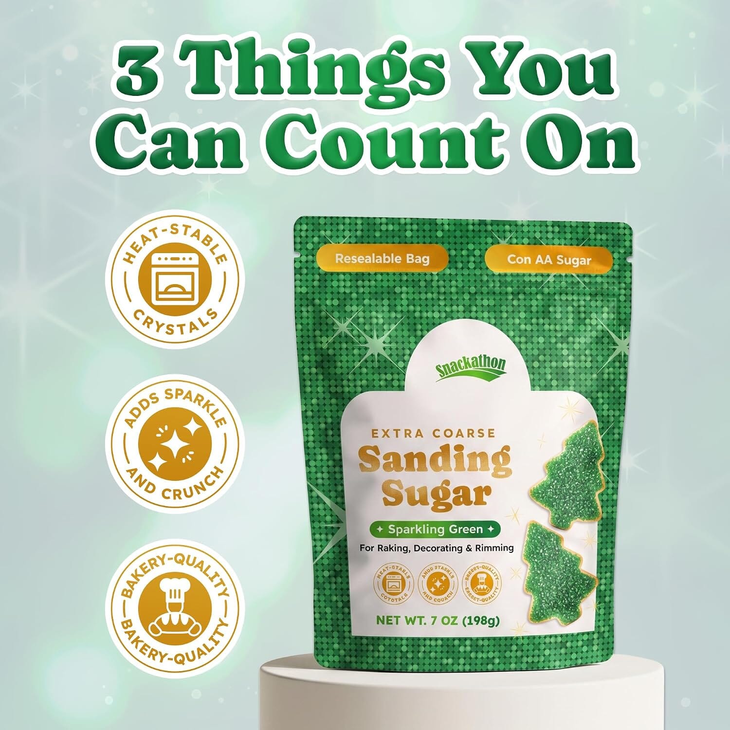 Snackathon Green Sanding Sugar, 7 oz, Extra Coarse for Baking & Decorating Green Shimmering Crystals Snackathon 