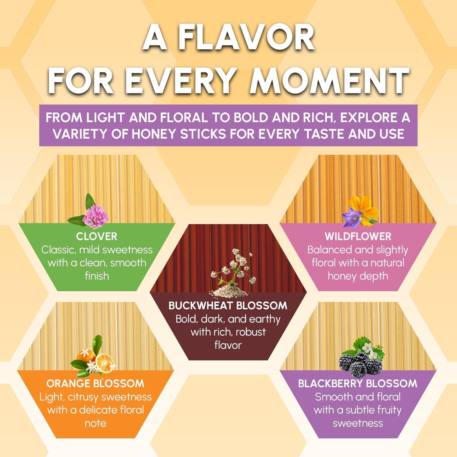 Snackathon Honey Sticks, Blackberry Blossom Pure Honey, Made in USA Snackathon 