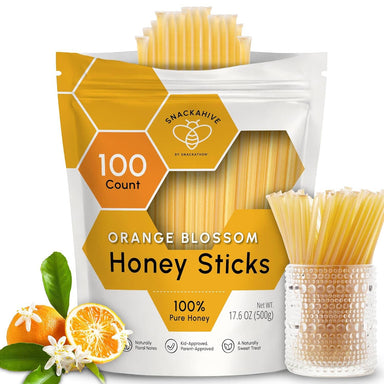 Snackathon Honey Sticks, Orange Blossom Pure Honey, Made in USA Snackathon 100 Count 