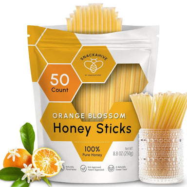 Snackathon Honey Sticks, Orange Blossom Pure Honey, Made in USA Snackathon 50 Count 