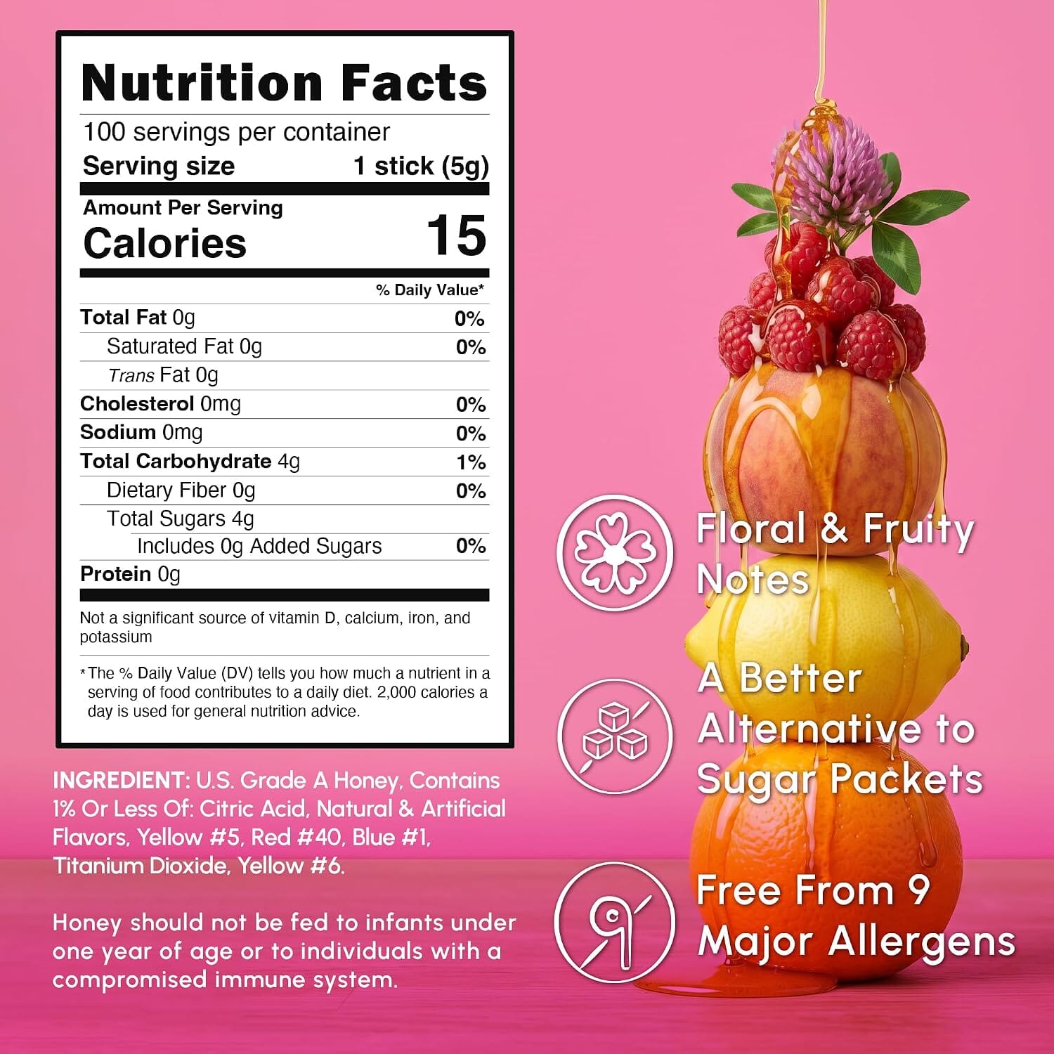 Snackathon Honey Sticks Variety Pack, Fruit-Flavored Honey Straws for Tea & Coffee Snackathon 