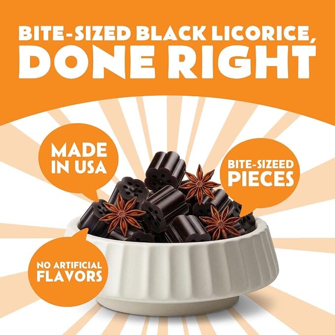 Snackathon Honeycomb Black Licorice Bites, Chewy Black Licorice Nibs Snackathon 