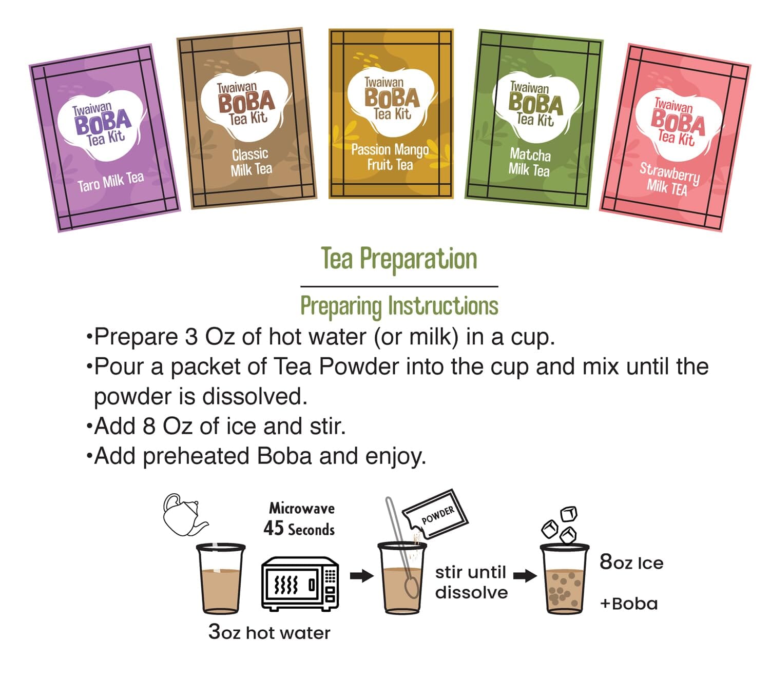 Snackathon Instant Boba Bubble Pearl Milk Tea Kit with Authentic Brown Sugar Tapioca Boba, Ready in Under One Minute, Straws Included Snackathon 