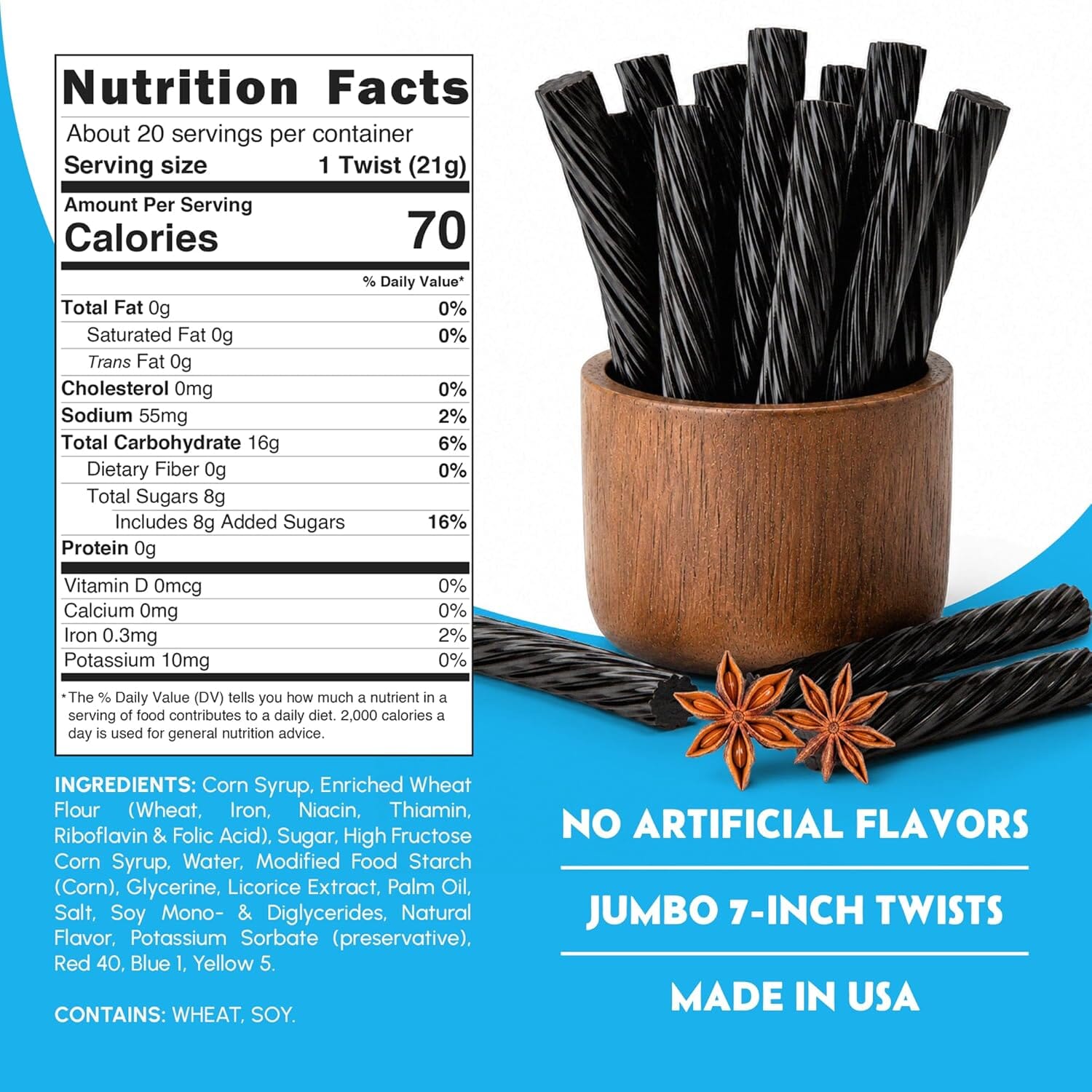 Snackathon Jumbo Black Licorice Twists, Resealable Bulk Bag, 7-inch Chewy Gourmet Licorice Ropes, Classic Old-Fashioned Candy Sticks for Parties, Snacking & Candy Jars, Made in USA Snackathon 