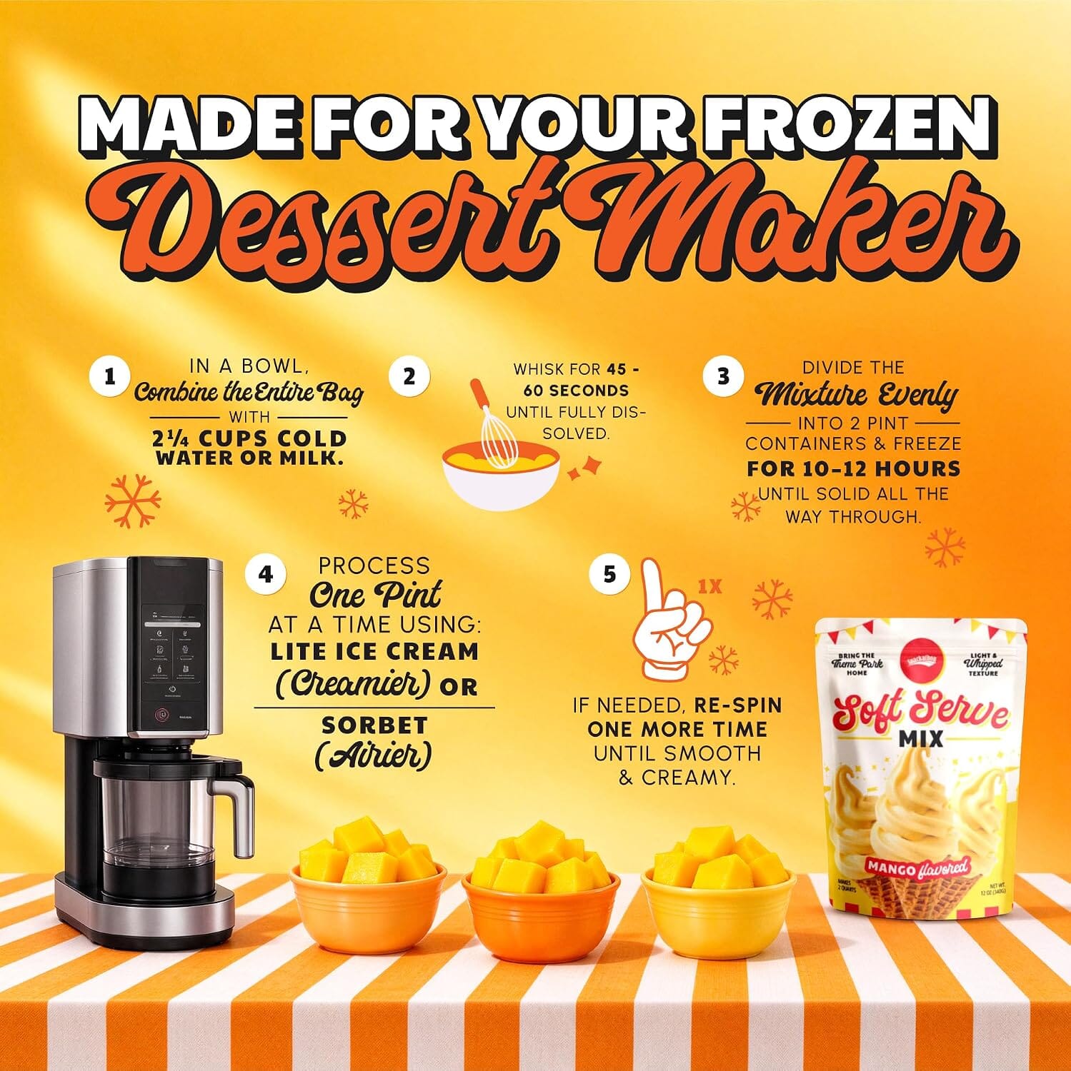 Snackathon Mango Soft Serve Ice Cream Mix, Dairy Free Gluten Free Powder Mix Snackathon 
