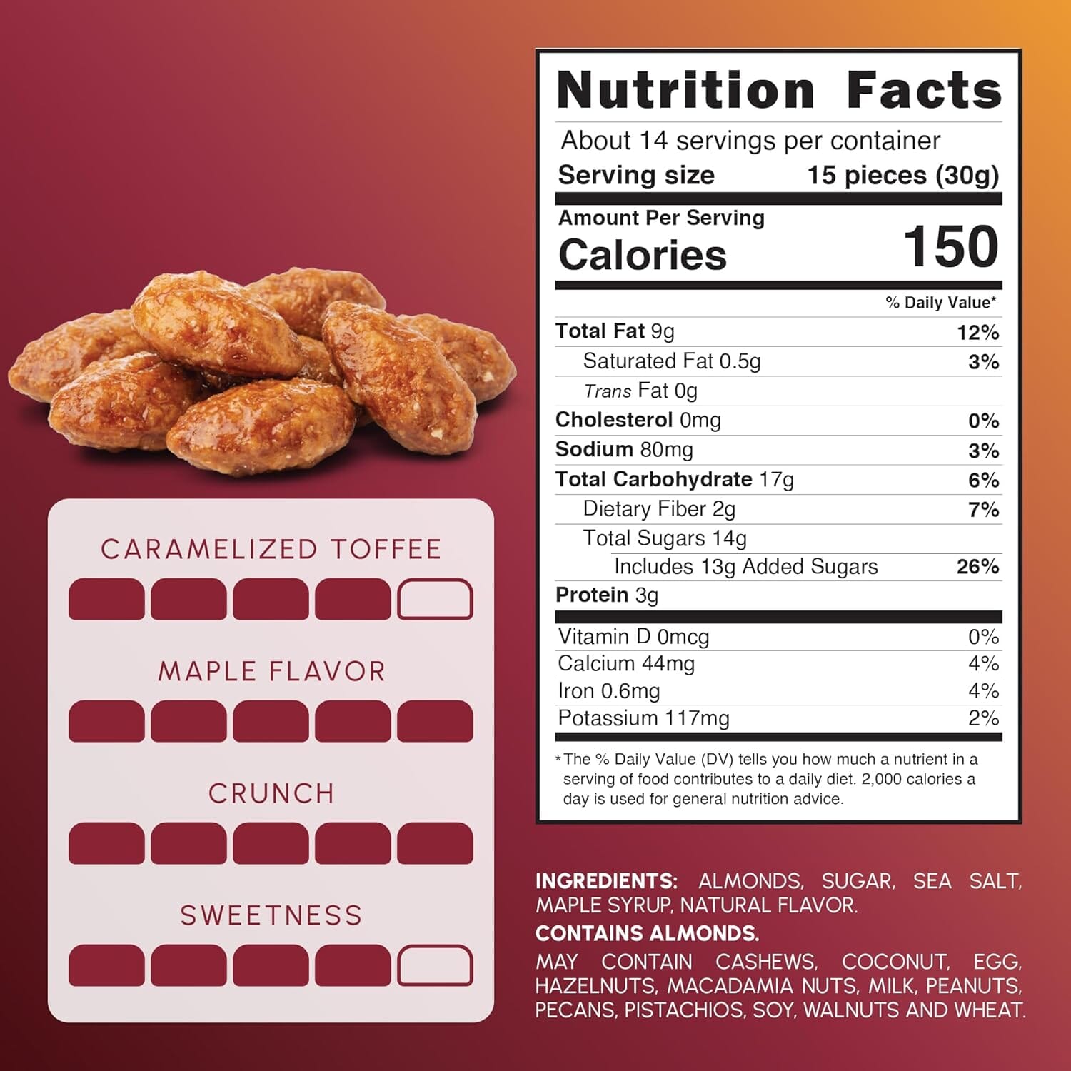 Snackathon Maple Toffee Almonds, Resealable Bag Snackathon 