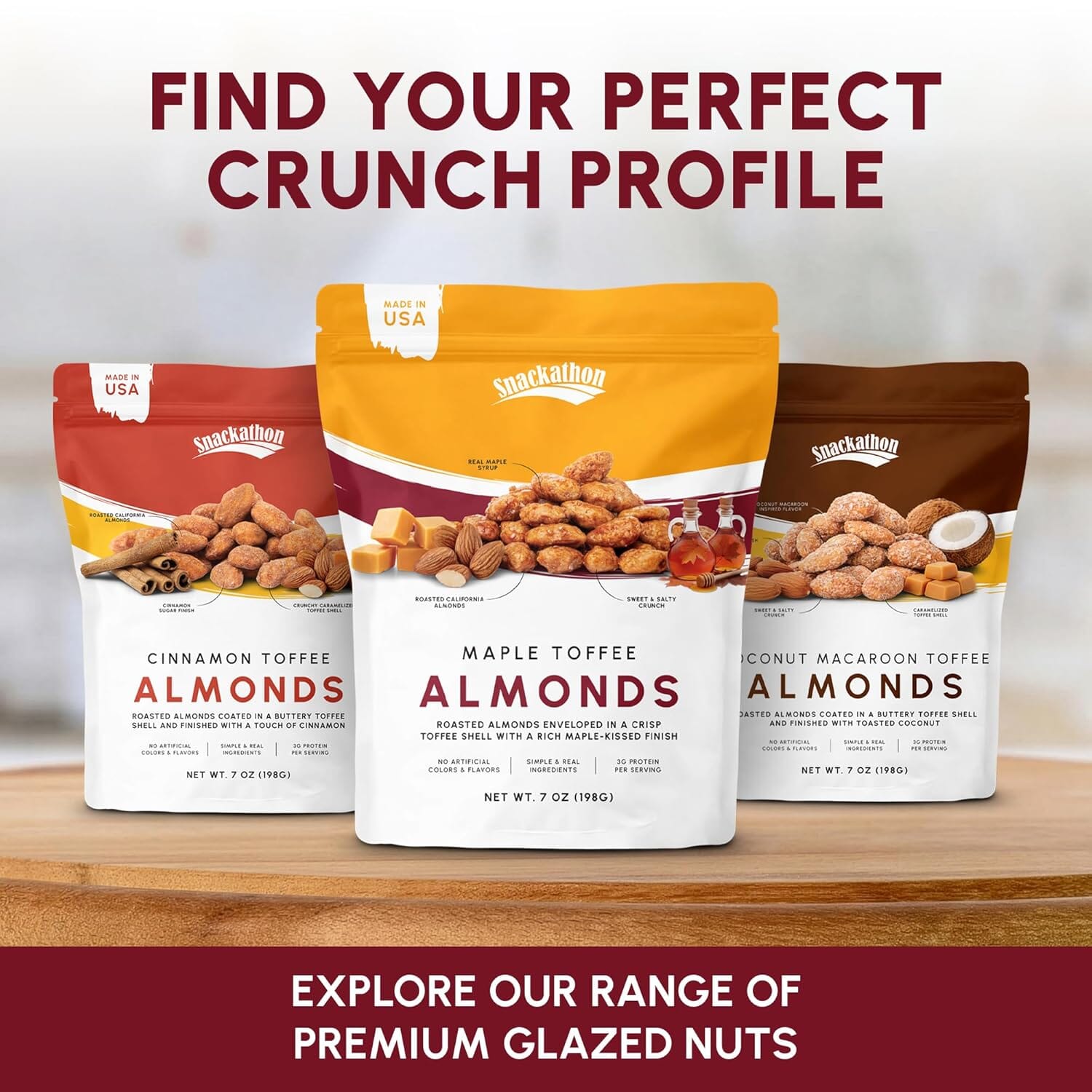 Snackathon Maple Toffee Almonds, Resealable Bag Snackathon 