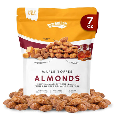 Snackathon Maple Toffee Almonds, Resealable Bag Snackathon 7 Ounce 