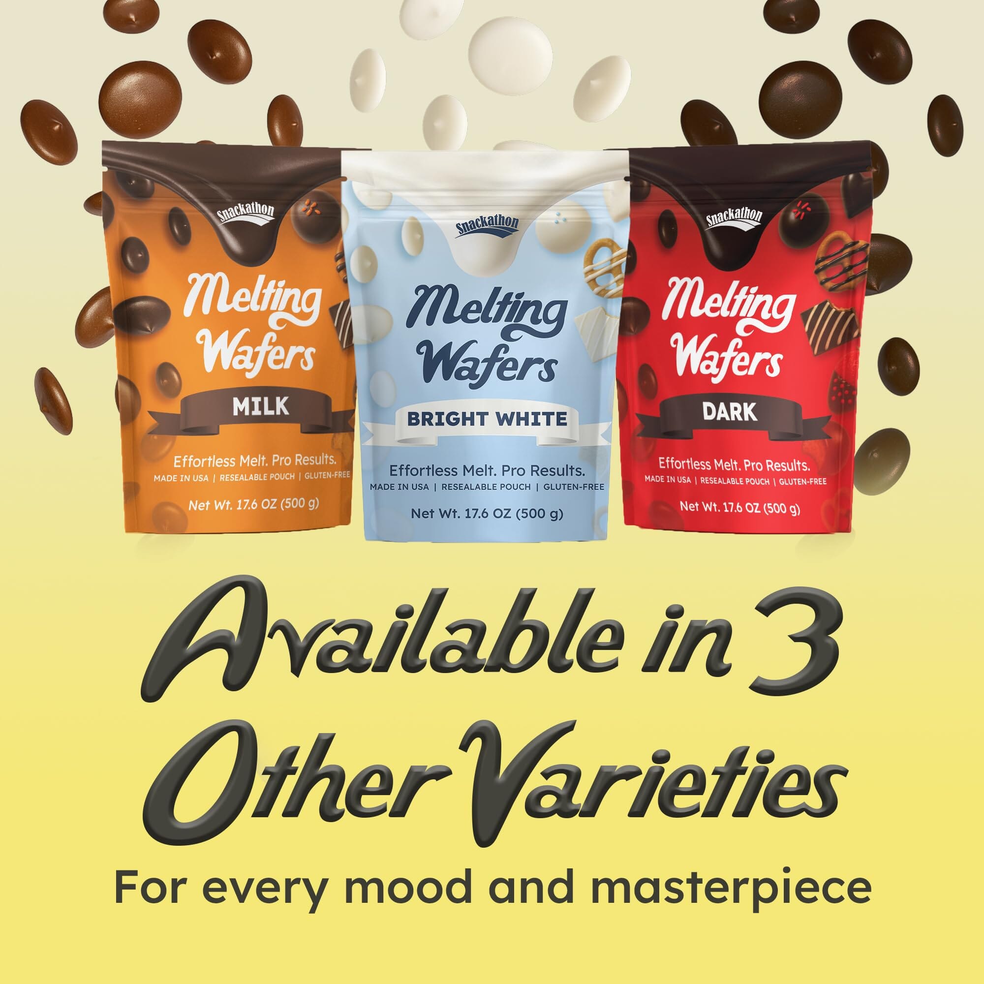 Snackathon Melting Wafers - Milk Compound Chocolate Coating, 17.6 OZ (Multiple Flavors) Snackathon 