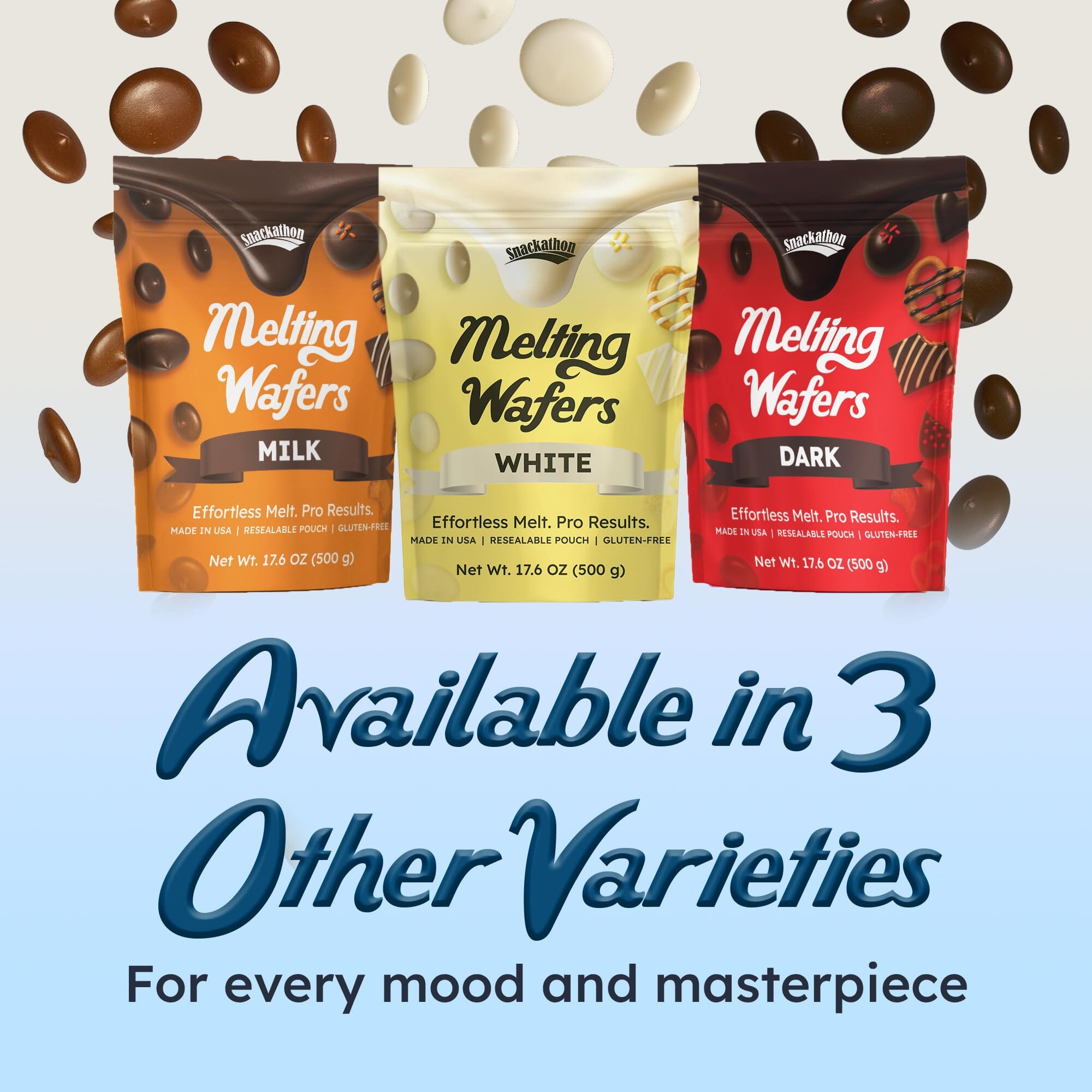 Snackathon Melting Wafers - Milk Compound Chocolate Coating, 17.6 OZ (Multiple Flavors) Snackathon 