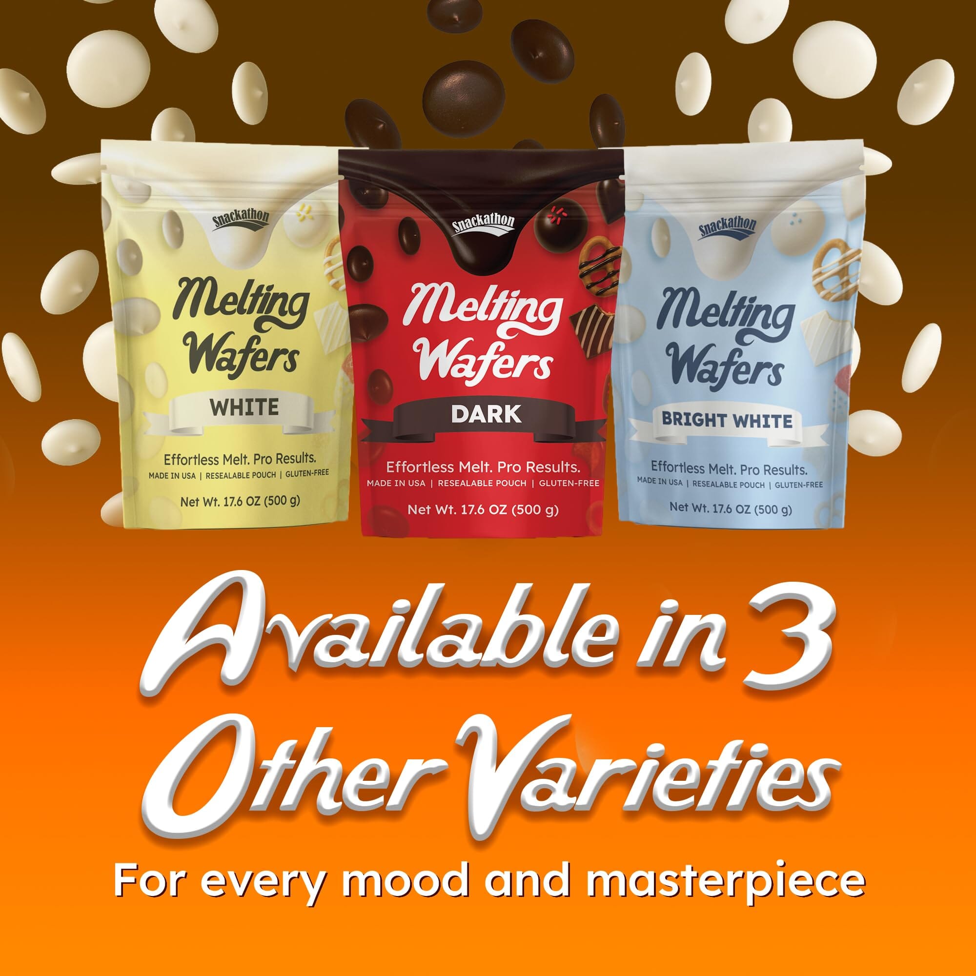 Snackathon Melting Wafers - Milk Compound Chocolate Coating, 17.6 OZ (Multiple Flavors) Snackathon 