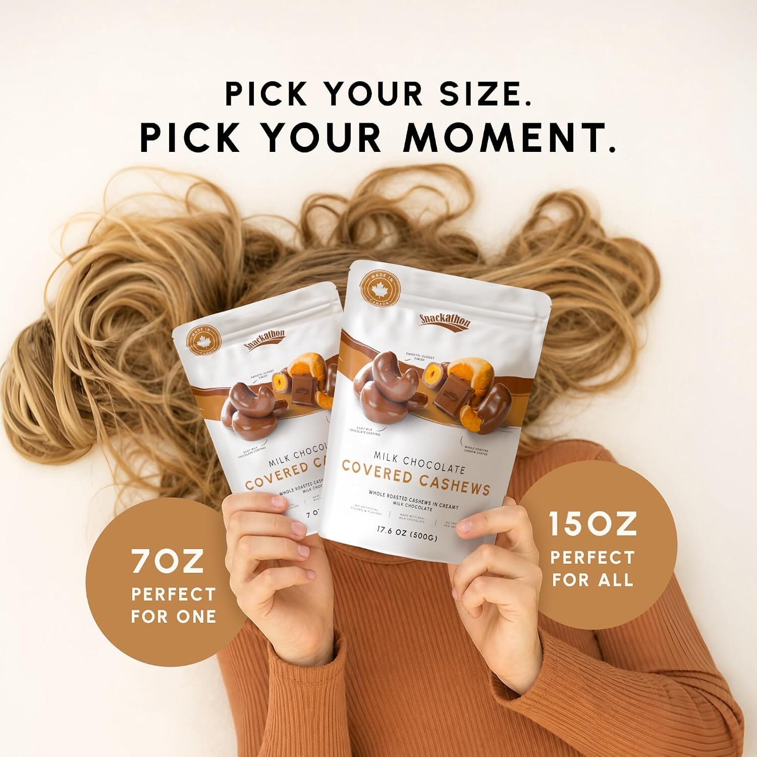 Snackathon Milk Chocolate Covered Cashews, Resealable Bag Snackathon 