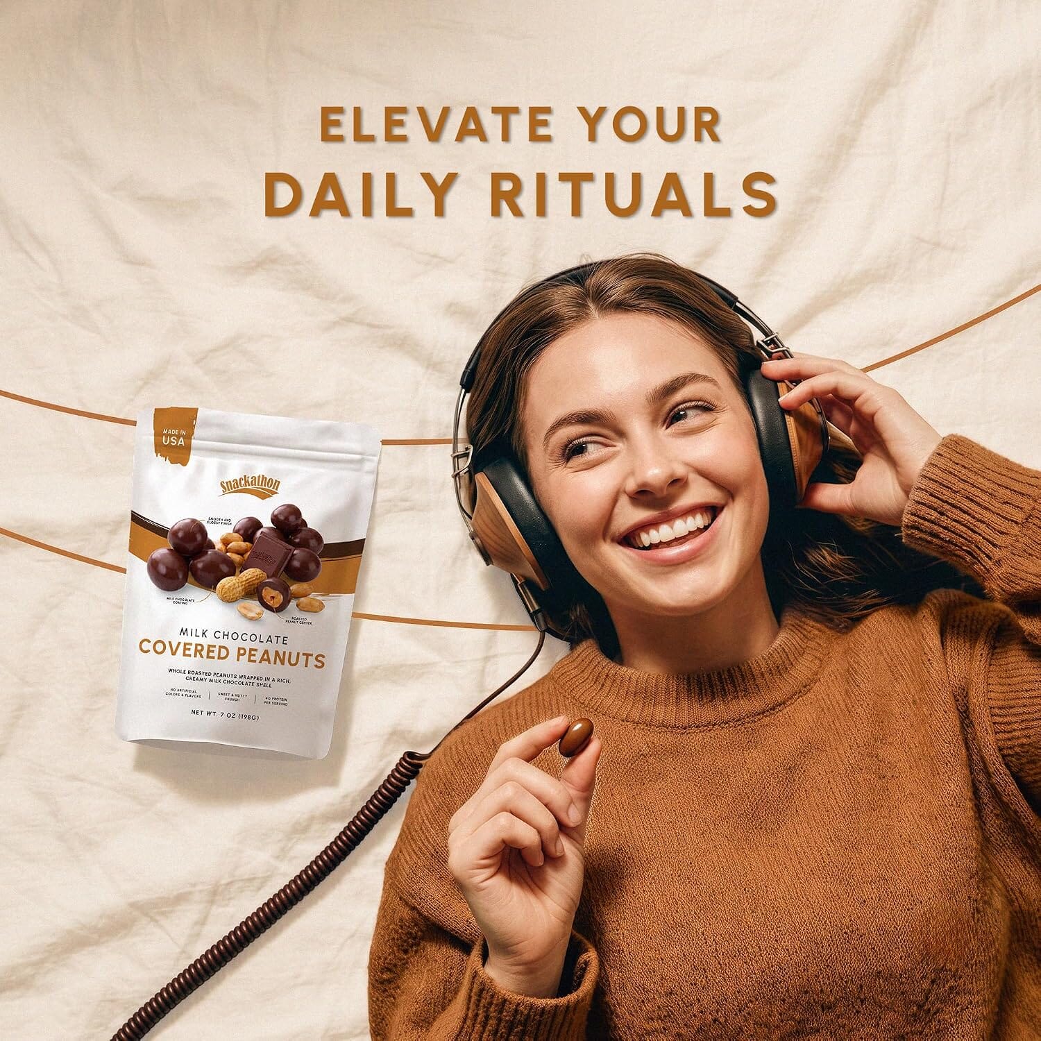 Snackathon Milk Chocolate Covered Peanuts, Crunchy & Creamy Chocolate Coated Peanuts Snackathon 