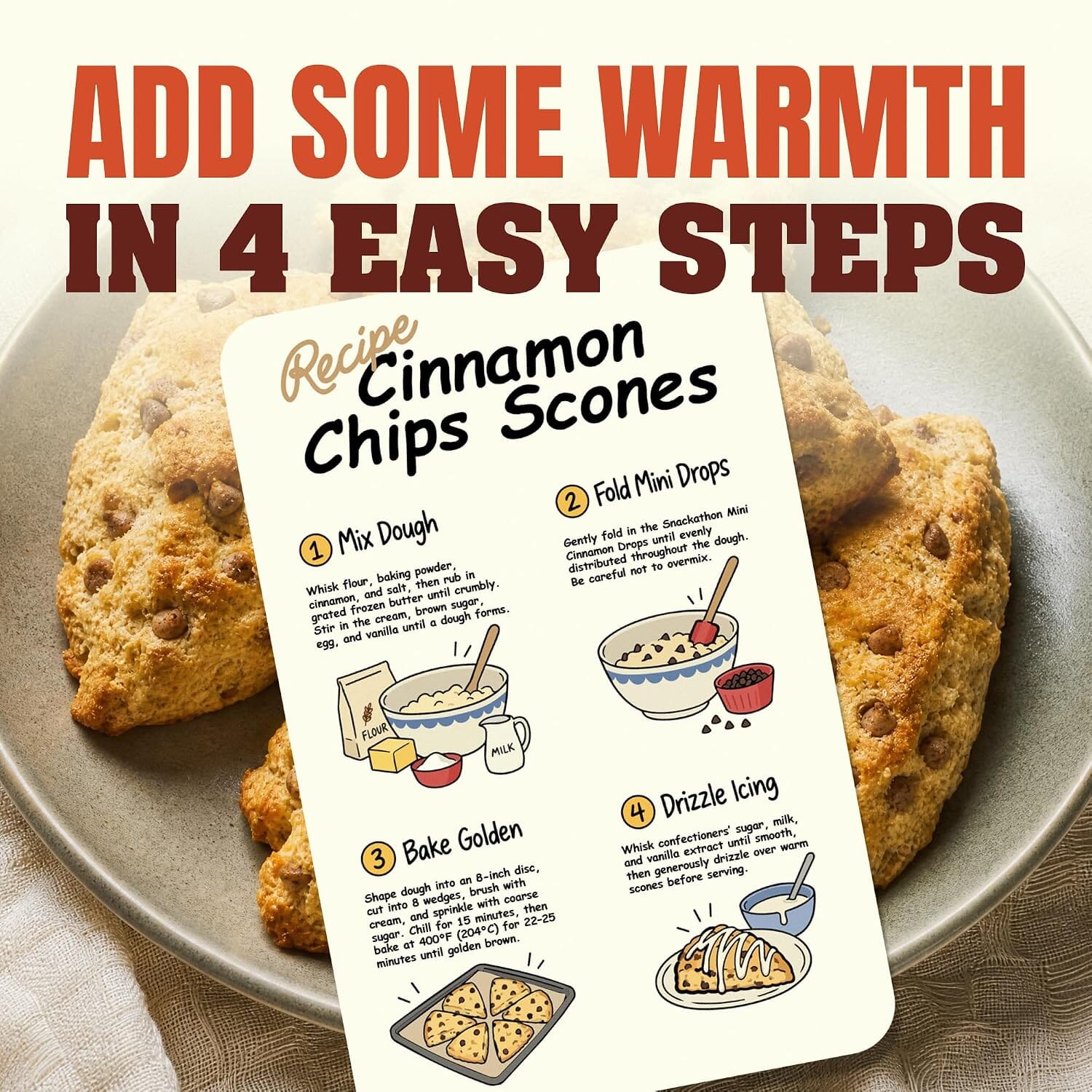 Snackathon Mini Cinnamon Chips, Baking Chips with Real Cinnamon Snackathon 