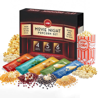 Snackathon Movie Night Popcorn Gift Set, 4 Gourmet Kernels & 5 Seasonings Snackathon Movie Night 24.9 Ounce (Pack of 1) 