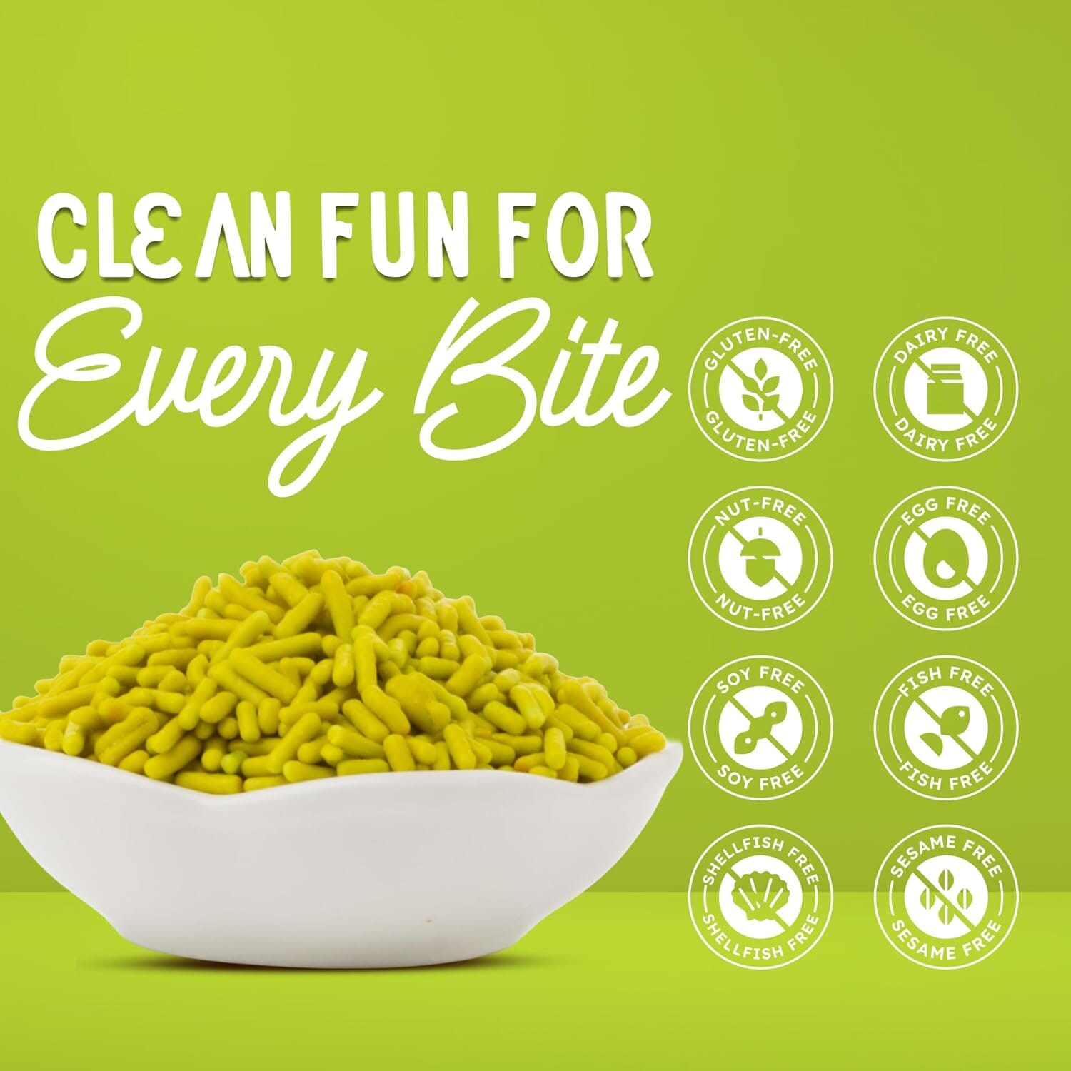 Snackathon Natural Dye-Free Green Sprinkles for Baking & Decorating (Jimmies) Snackathon 