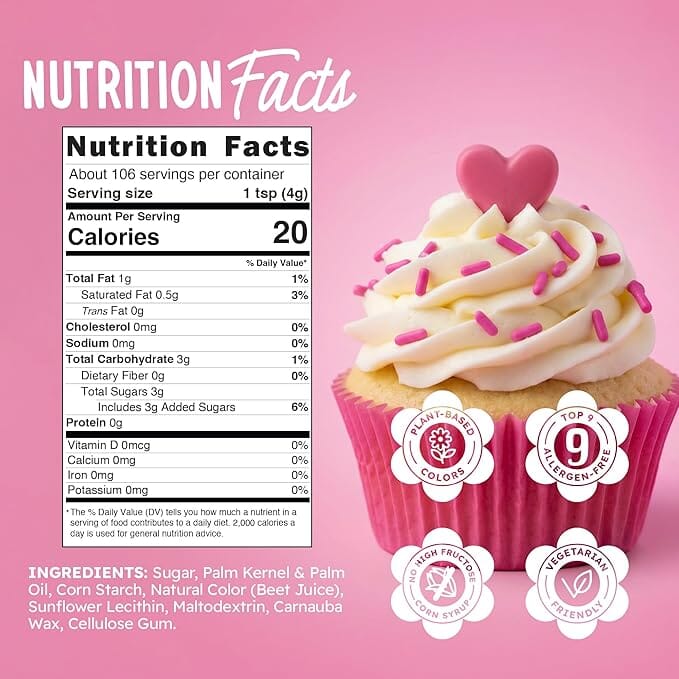 Snackathon Natural Dye-free Pink Sprinkles for Baking & Decorating, 15 oz Resealable Bag Snackathon 
