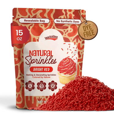 Snackathon Natural Dye-Free Red Sprinkles for Baking & Decorating (Jimmies) Snackathon 15 Ounce 