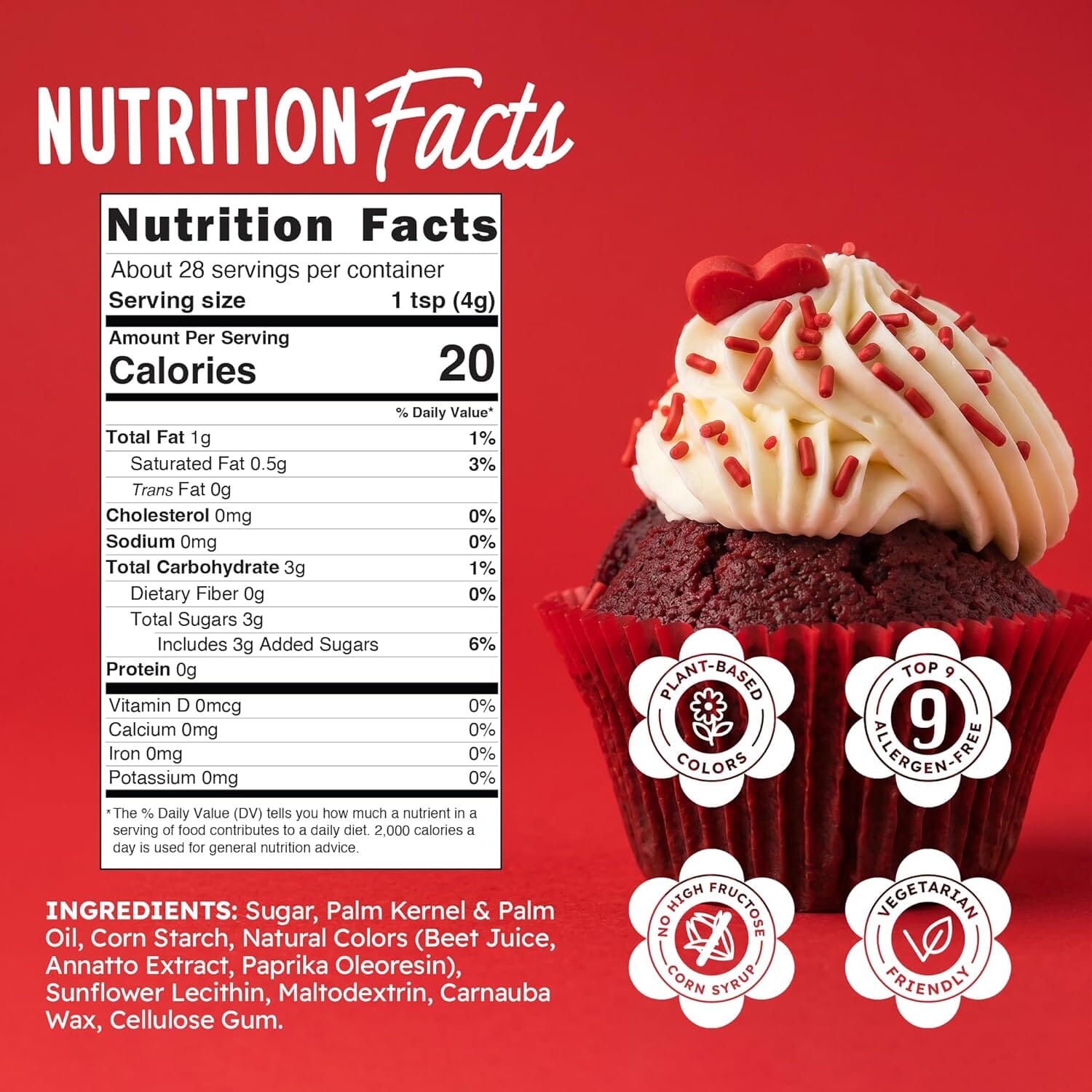 Snackathon Natural Dye-Free Red Sprinkles for Baking & Decorating (Jimmies) Snackathon 