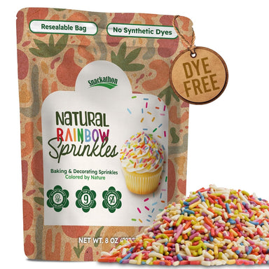 Snackathon Natural Sprinkles – Dye-Free Rainbow Jimmies Snackathon 8 Ounce 