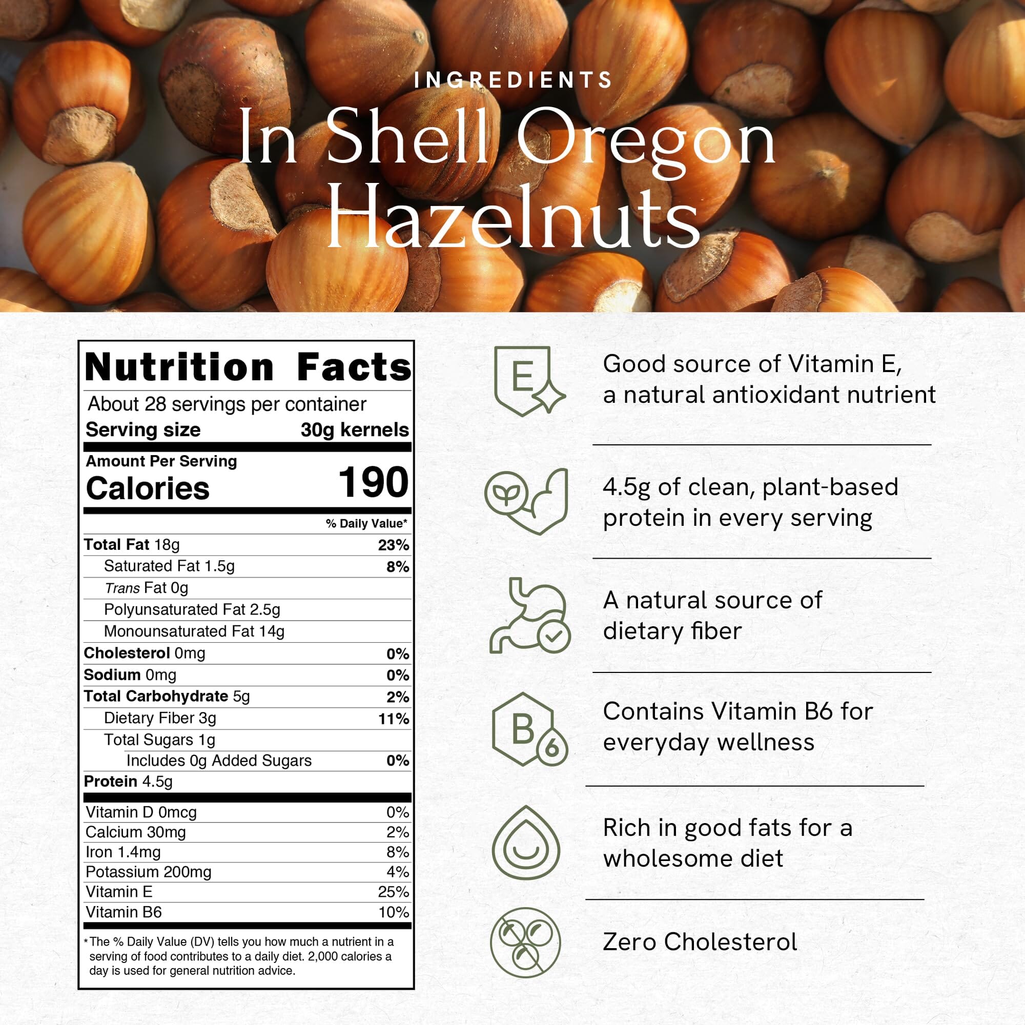 Snackathon Oregon Hazelnuts In Shell, Raw Whole Filberts (Various Sizes) Snackathon 