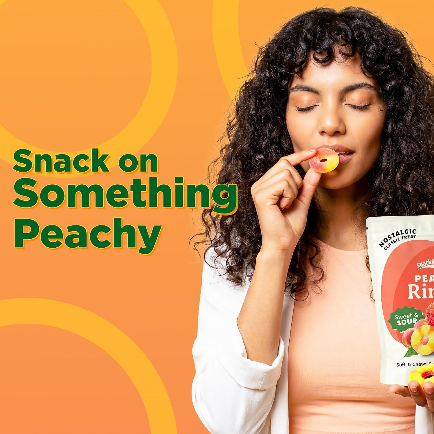 Snackathon Peach Rings Gummy Candy, Soft & Chewy Peach Gummies Snackathon 